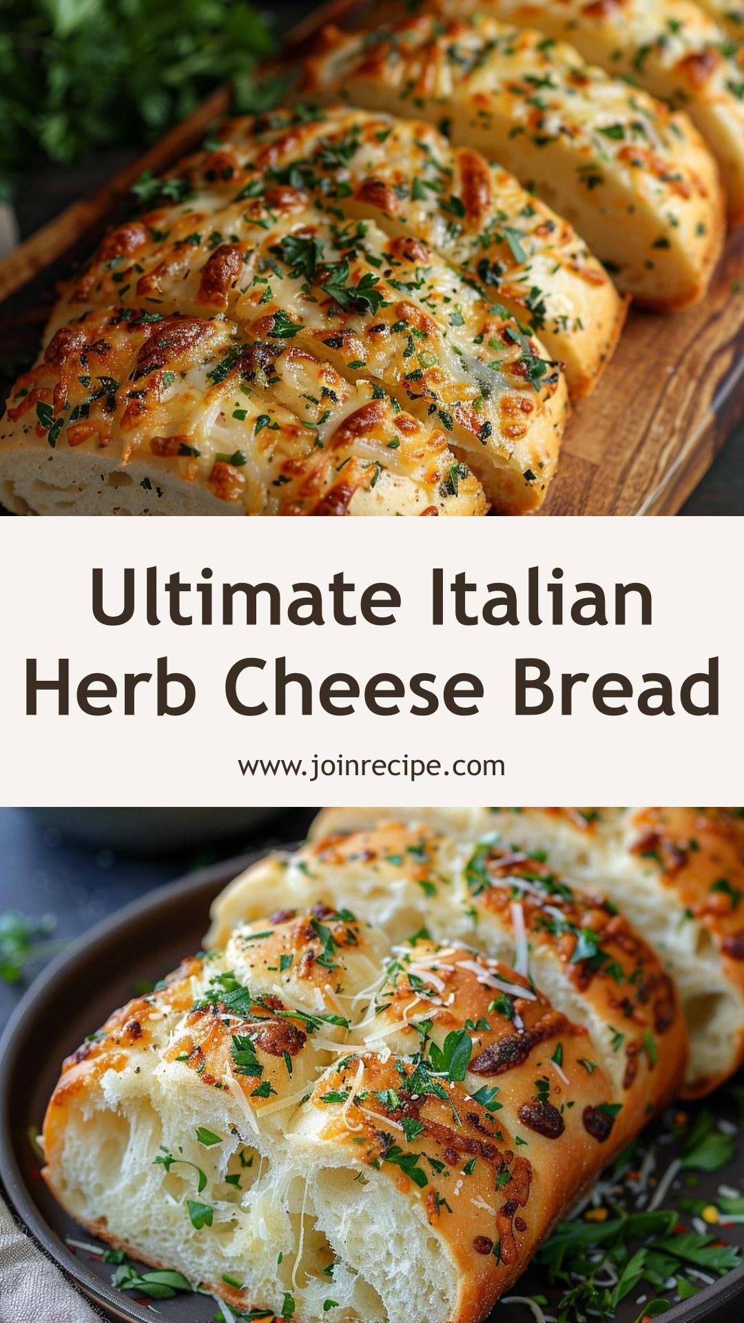 Italian Herbs and Cheese Bread with Crispy Crust and Gooey Cheese — pin 2