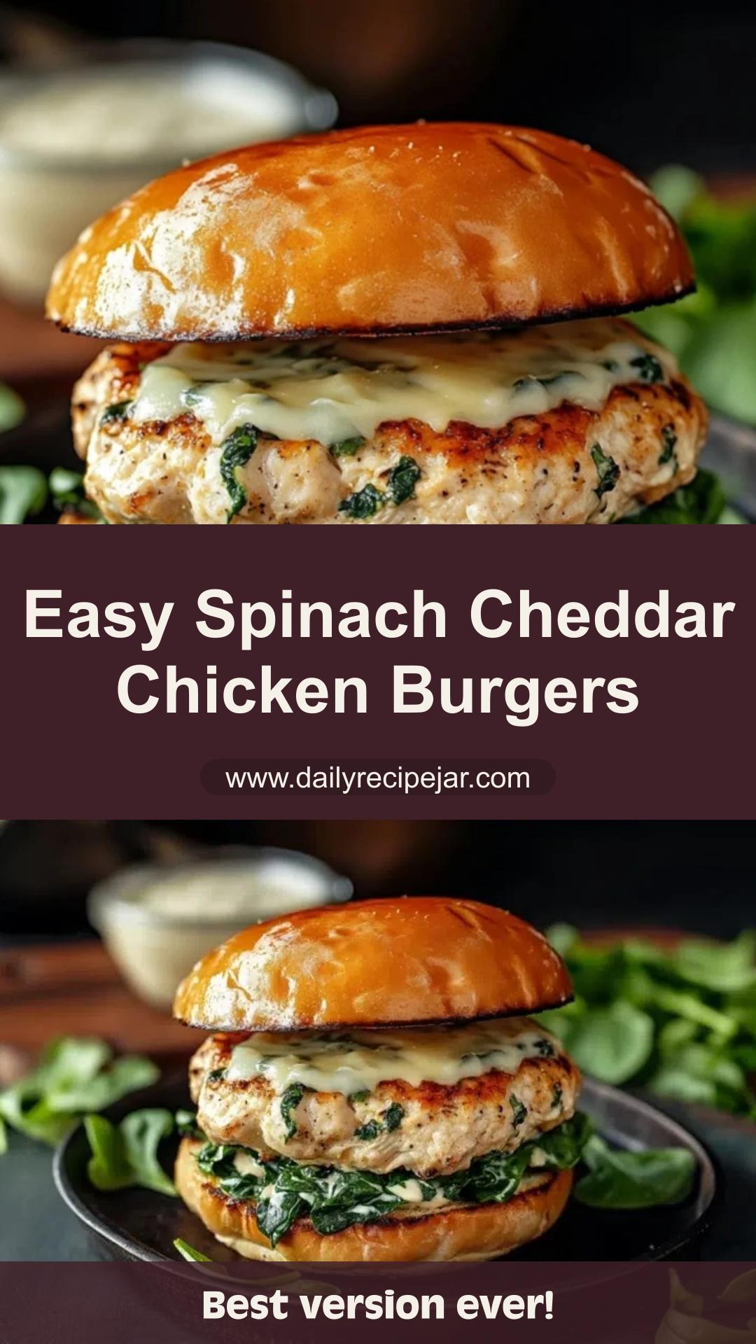 White Cheddar and Spinach Chicken Burgers with Tender Ground Chicken — pin 4