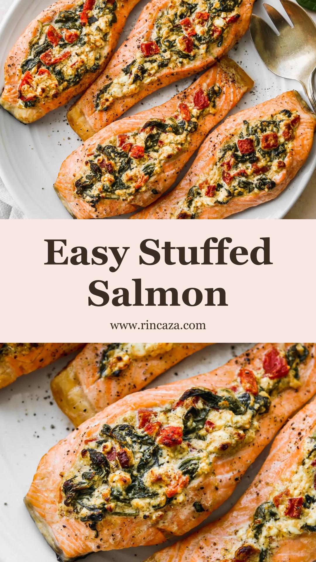 Stuffed Salmon With Spinach, Feta, and Roasted Red Peppers — pin 2