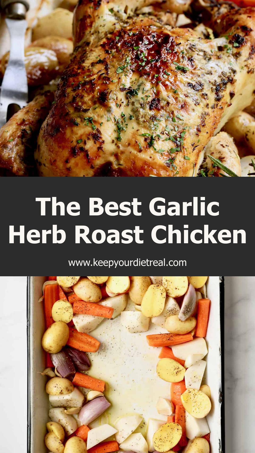 Garlic Herb Butter Roast Chicken with Lemony Root Vegetables — pin 2