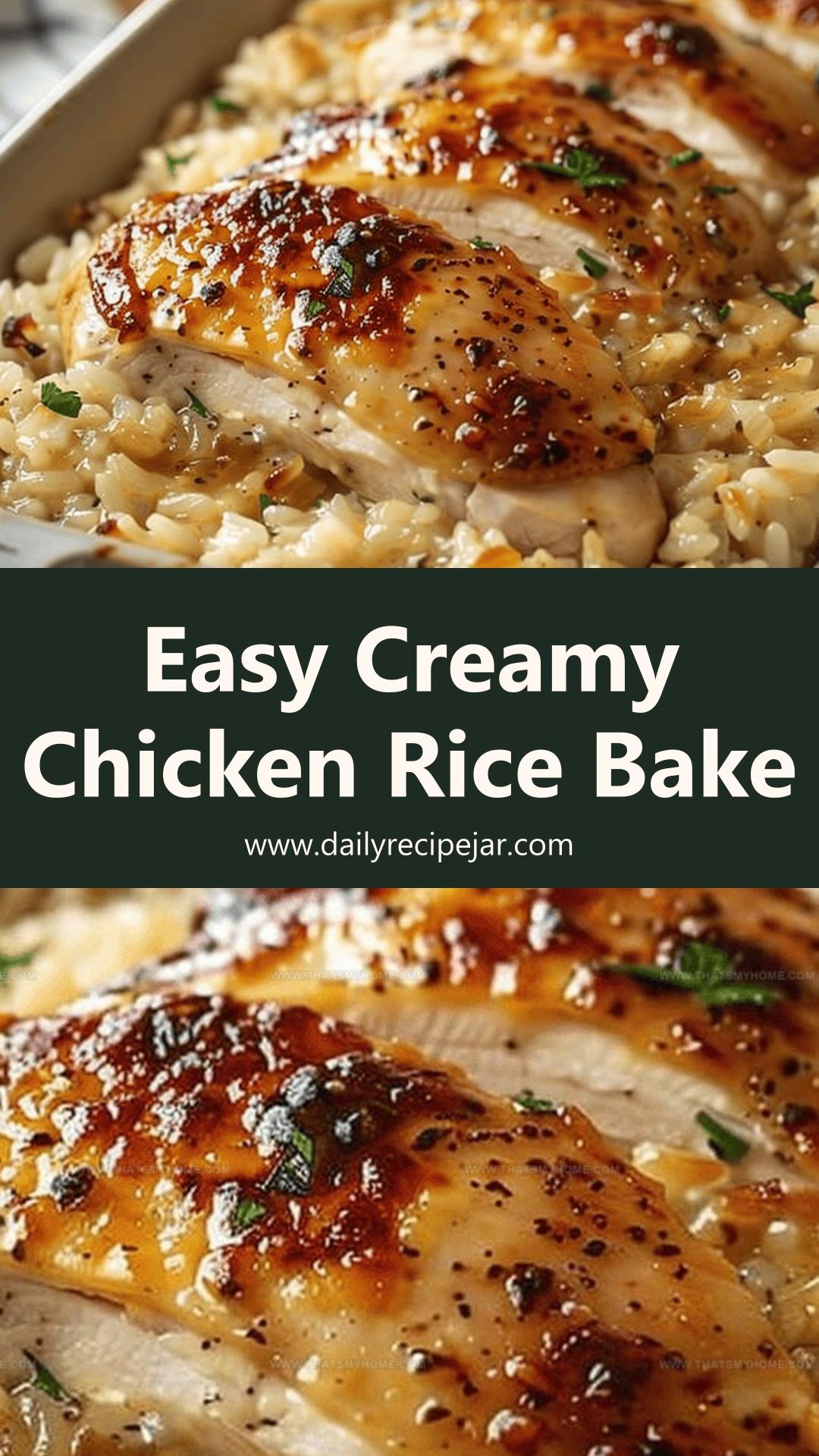 Creamy Chicken and Rice Bake with Savory Onion Soup Mix — pin 1