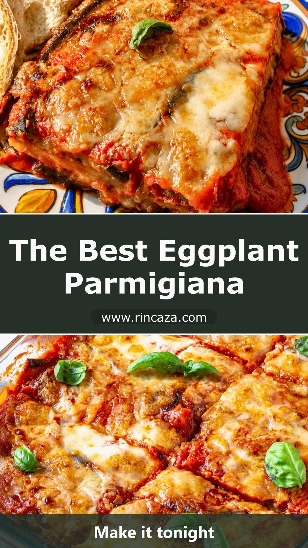 Eggplant Parmigiana with Roasted Eggplant and Bubbling Mozzarella — pin 1