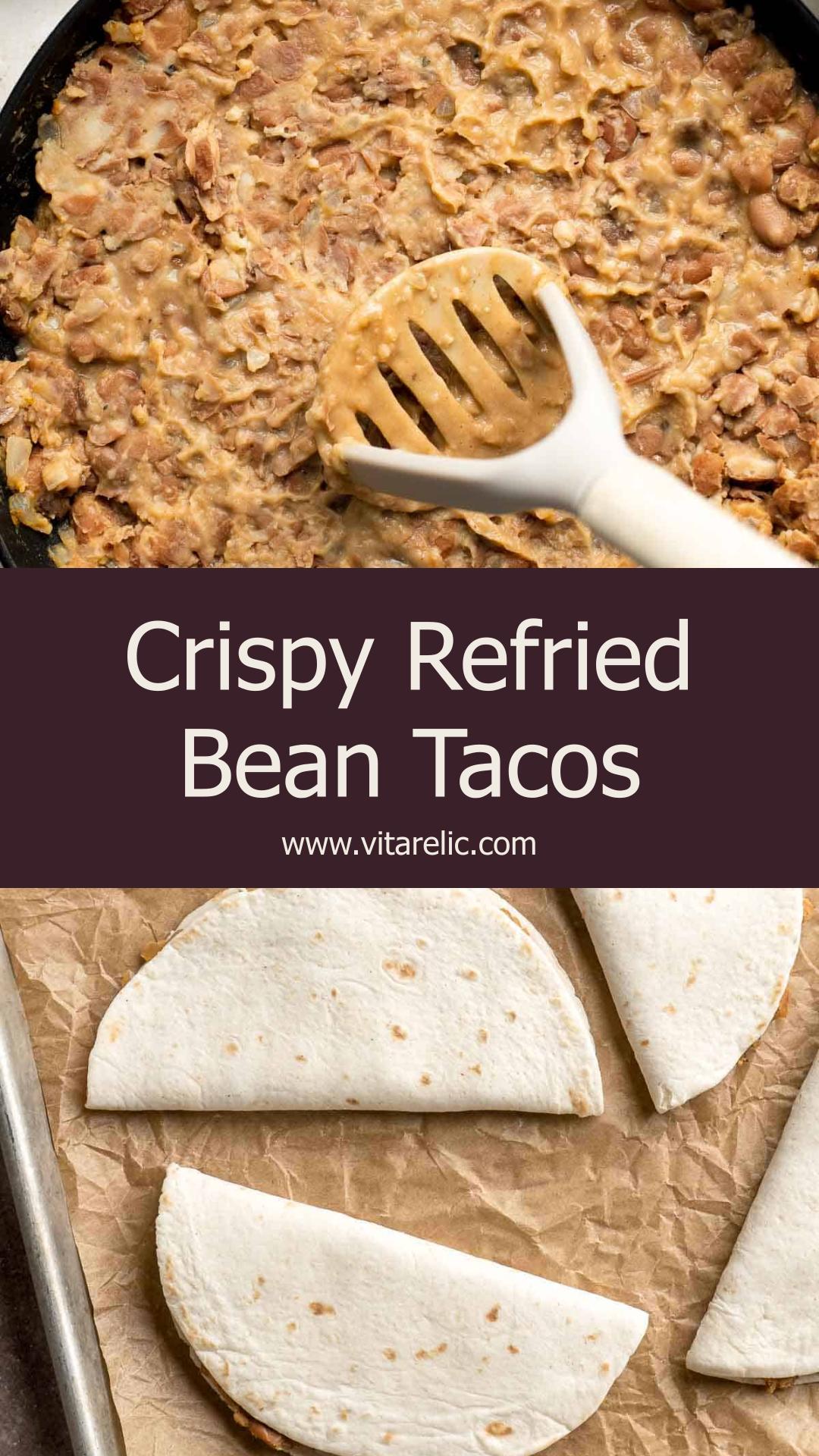 Crispy Refried Bean Tacos with Golden-Brown Tortillas — pin 2
