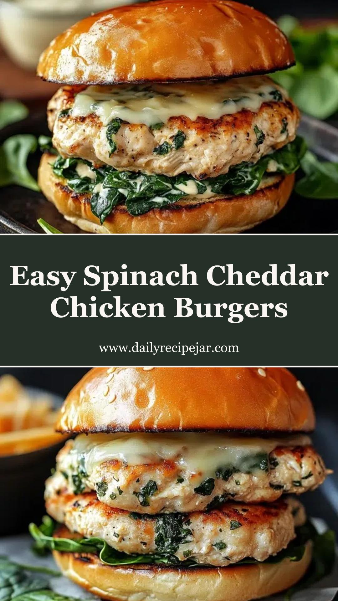 White Cheddar and Spinach Chicken Burgers with Tender Ground Chicken — pin 3