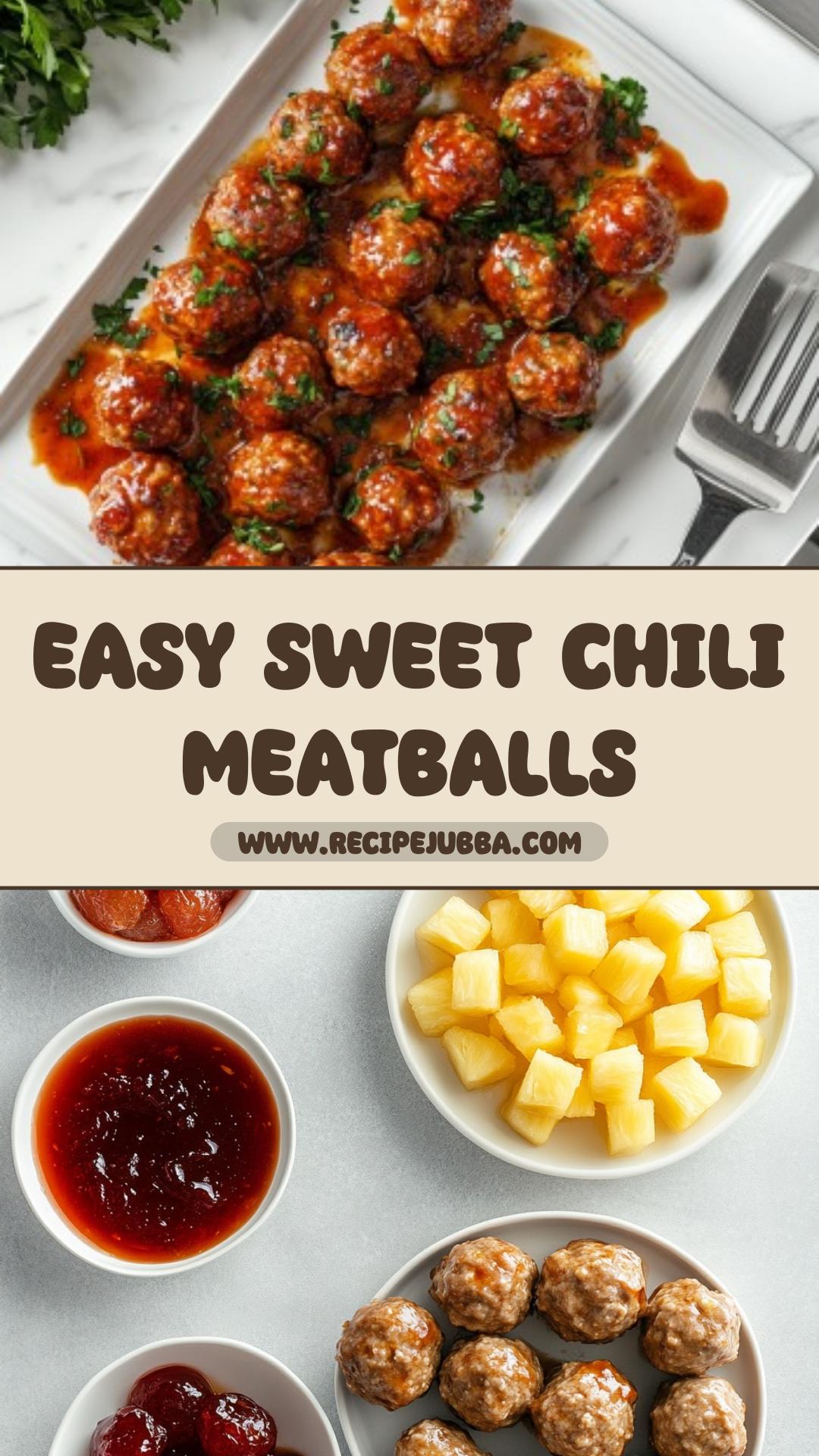 Crockpot Sweet Chili Meatballs with Grape Jelly and Pineapple — pin 3