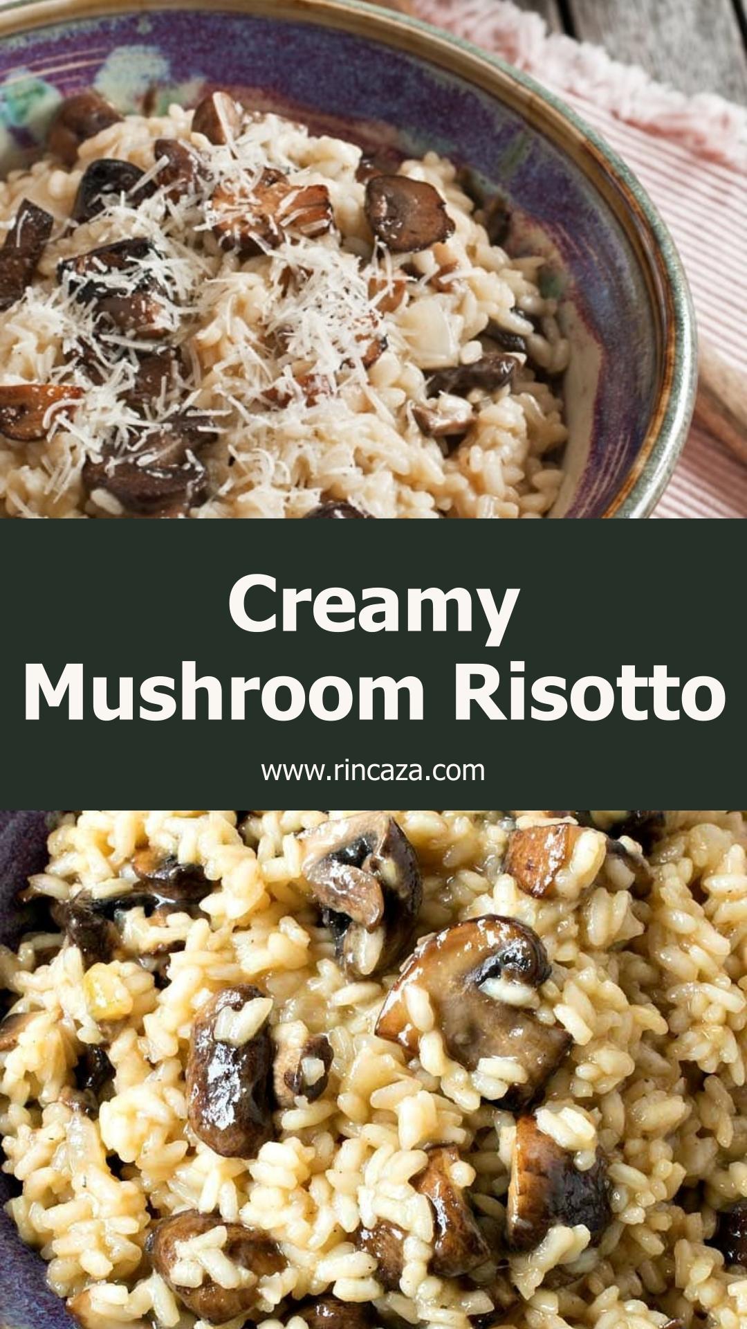 Mushroom Risotto with Creamy Arborio Rice and Parmesan — pin 1