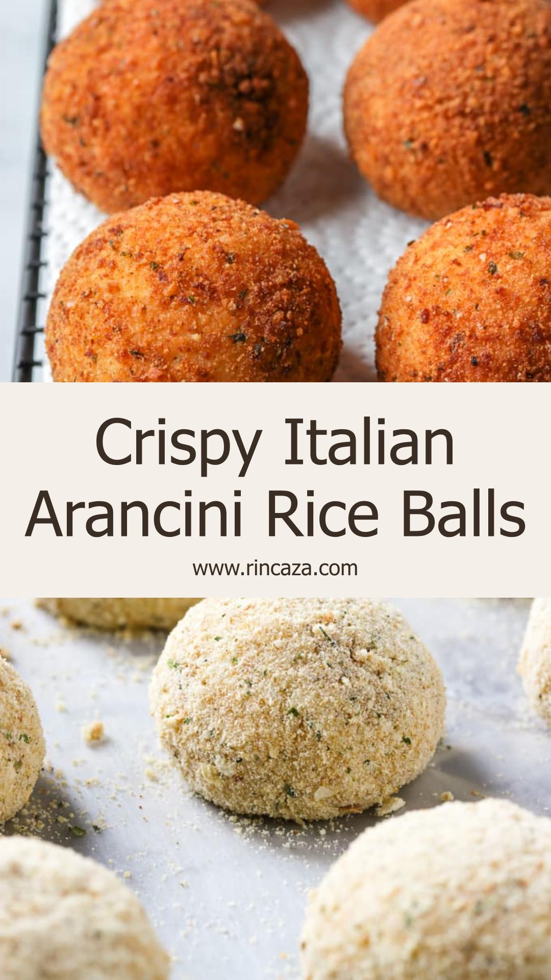 Italian Arancini Rice Balls with Prosciutto and Melted Mozzarella — pin 1