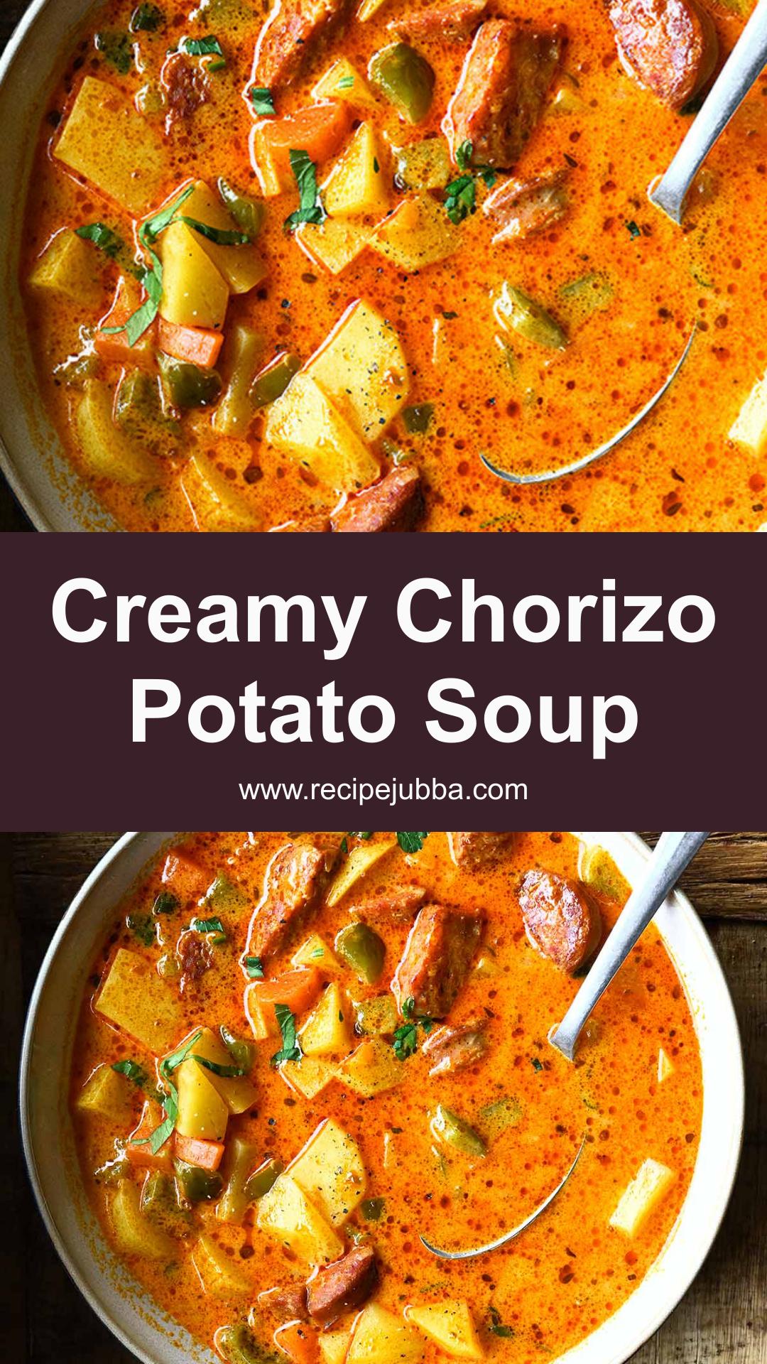 Spanish Potato Soup with Chorizo: Creamy Potatoes and Smoky Paprika — pin 1
