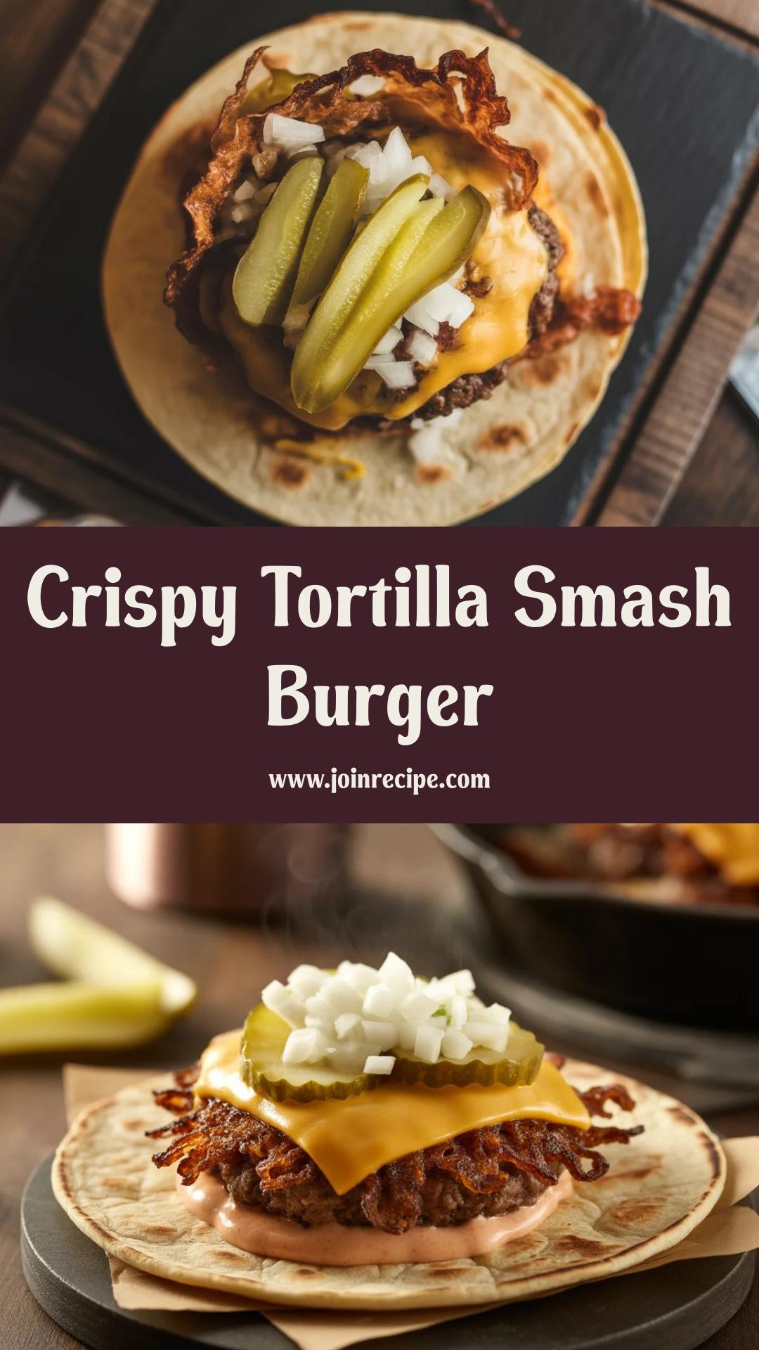 Smash Burger on Tortilla with Crispy Beef-Fat Toasted Edges — pin 2