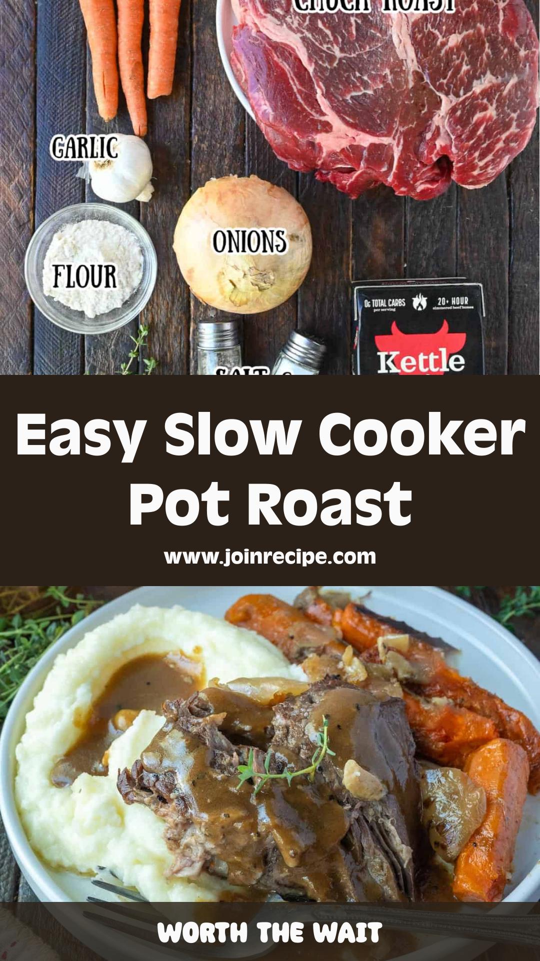 Slow Cooker Classic Pot Roast with Fork-Tender Chuck and Rich Gravy — pin 2