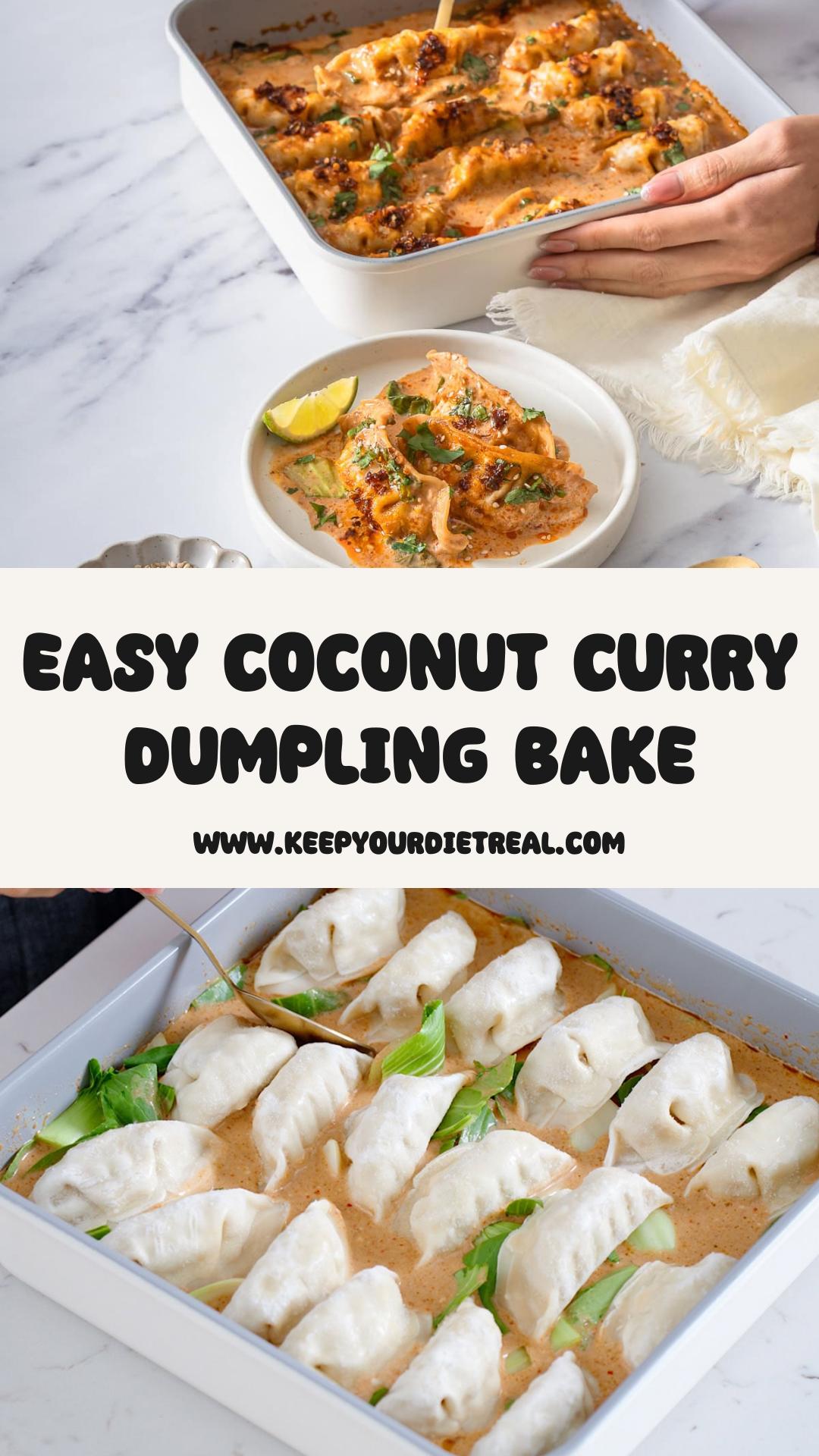 Dumpling Bake with Coconut Curry Sauce and Tender Bok Choy — pin 1
