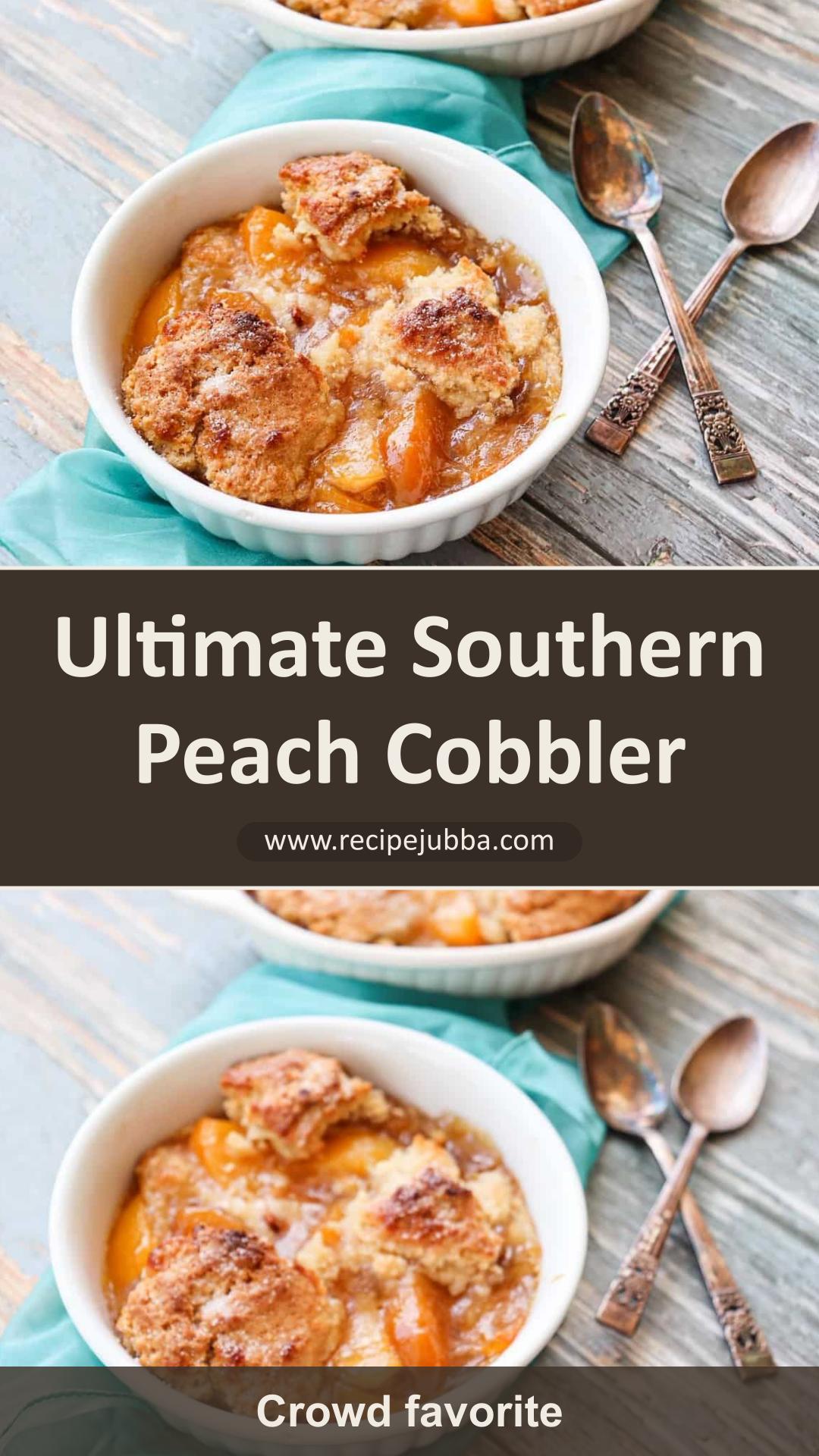 Southern Peach Cobbler with Spiced Peaches and Drop Biscuit Crust — pin 2