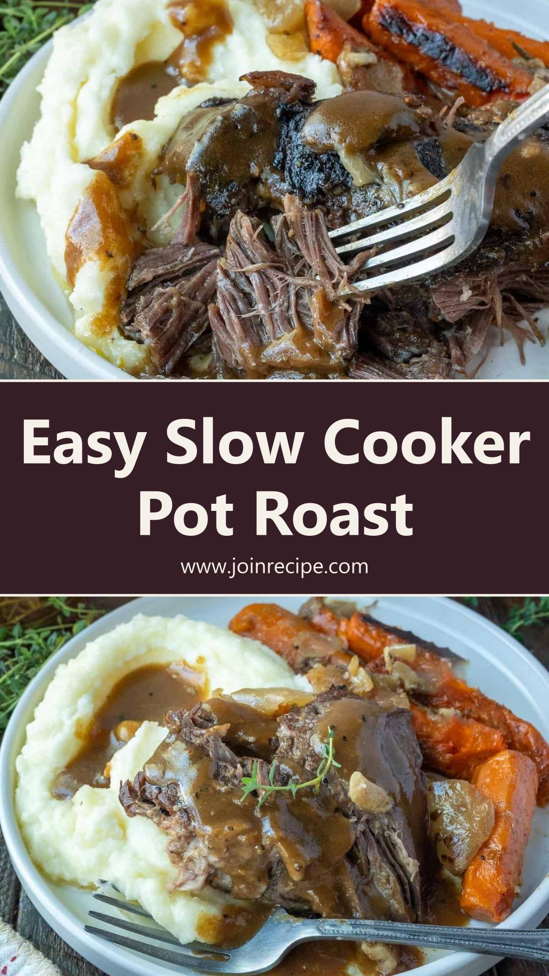 Slow Cooker Classic Pot Roast with Fork-Tender Chuck and Rich Gravy — pin 1