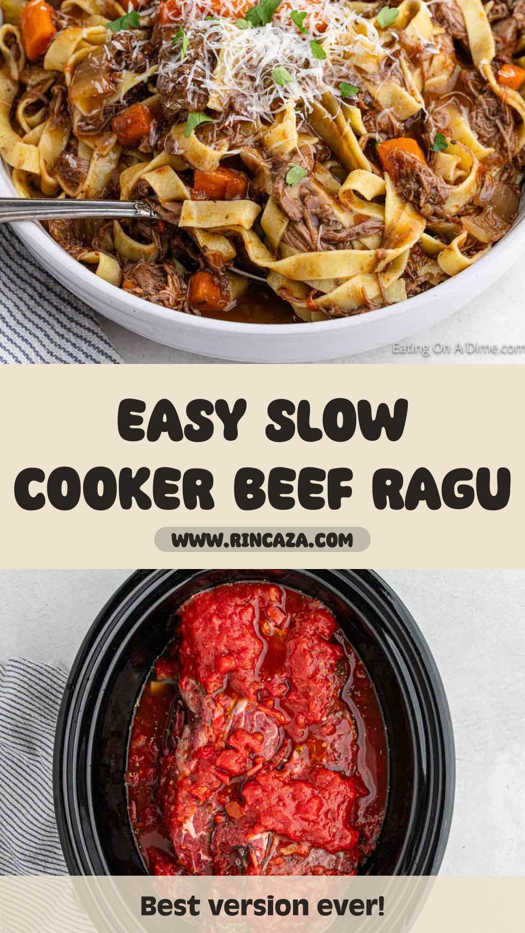 Slow Cooker Beef Ragu with Tender Chuck Roast and Tomato Sauce — pin 2