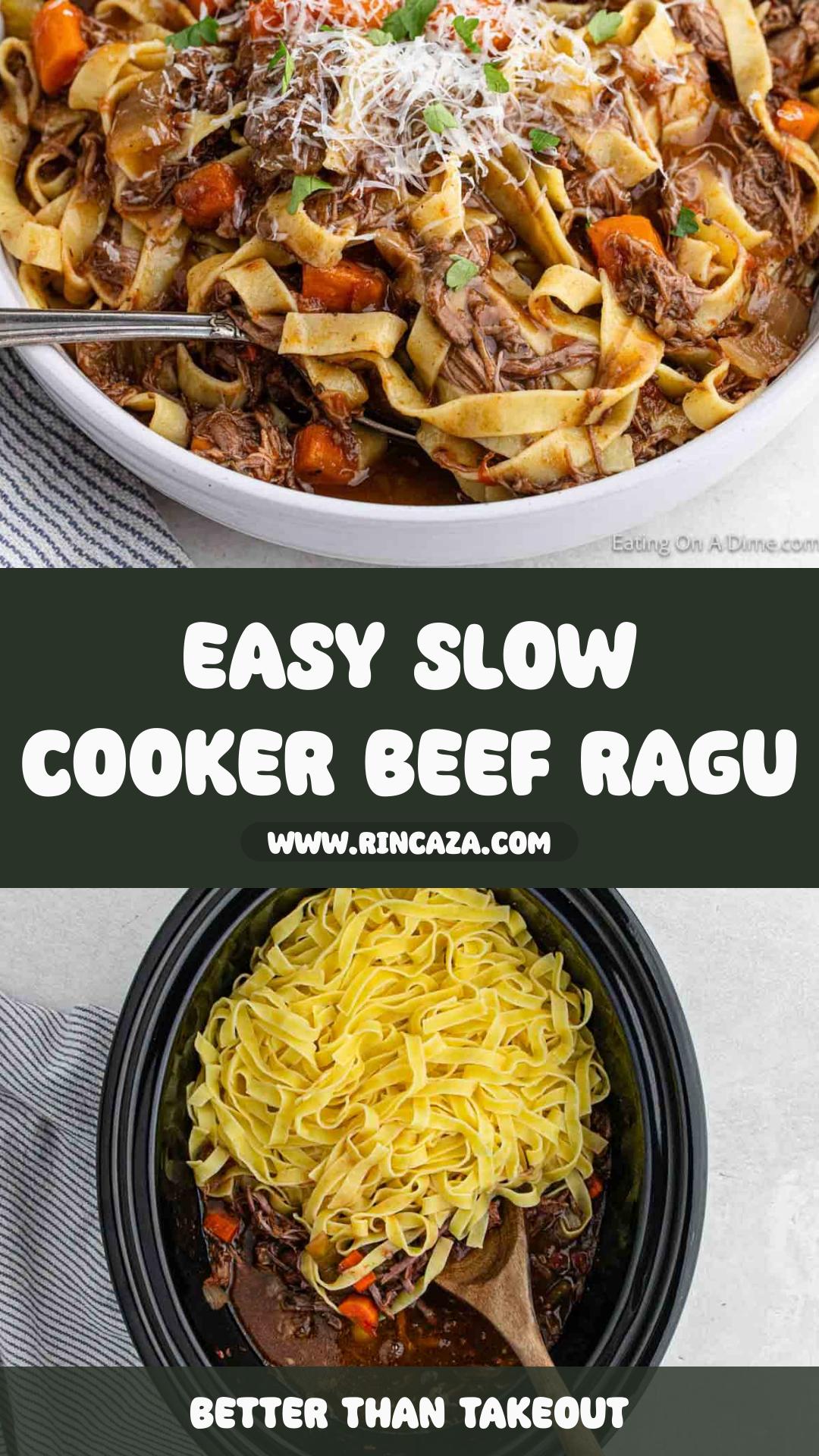 Slow Cooker Beef Ragu with Tender Chuck Roast and Tomato Sauce — pin 1