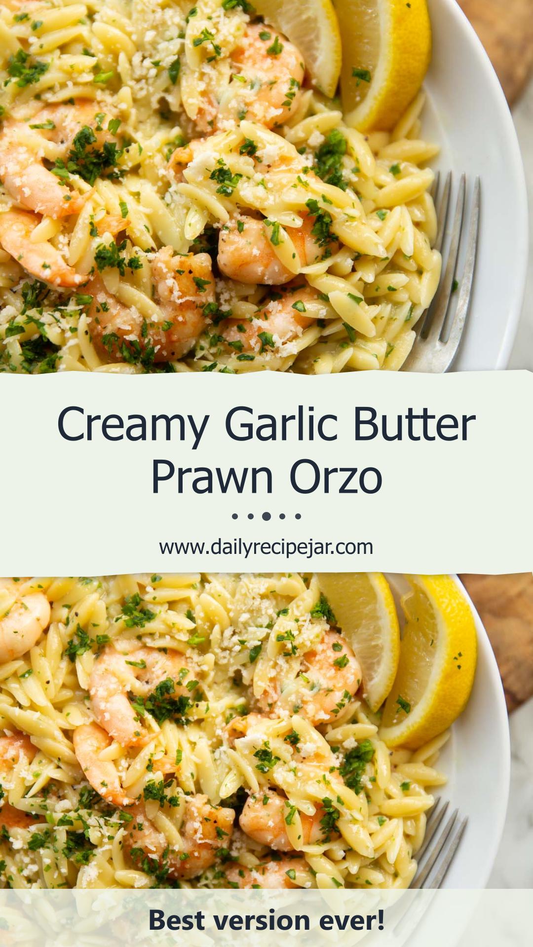 Garlic Butter Prawn Orzo with Parmesan and Lemon — pin 1