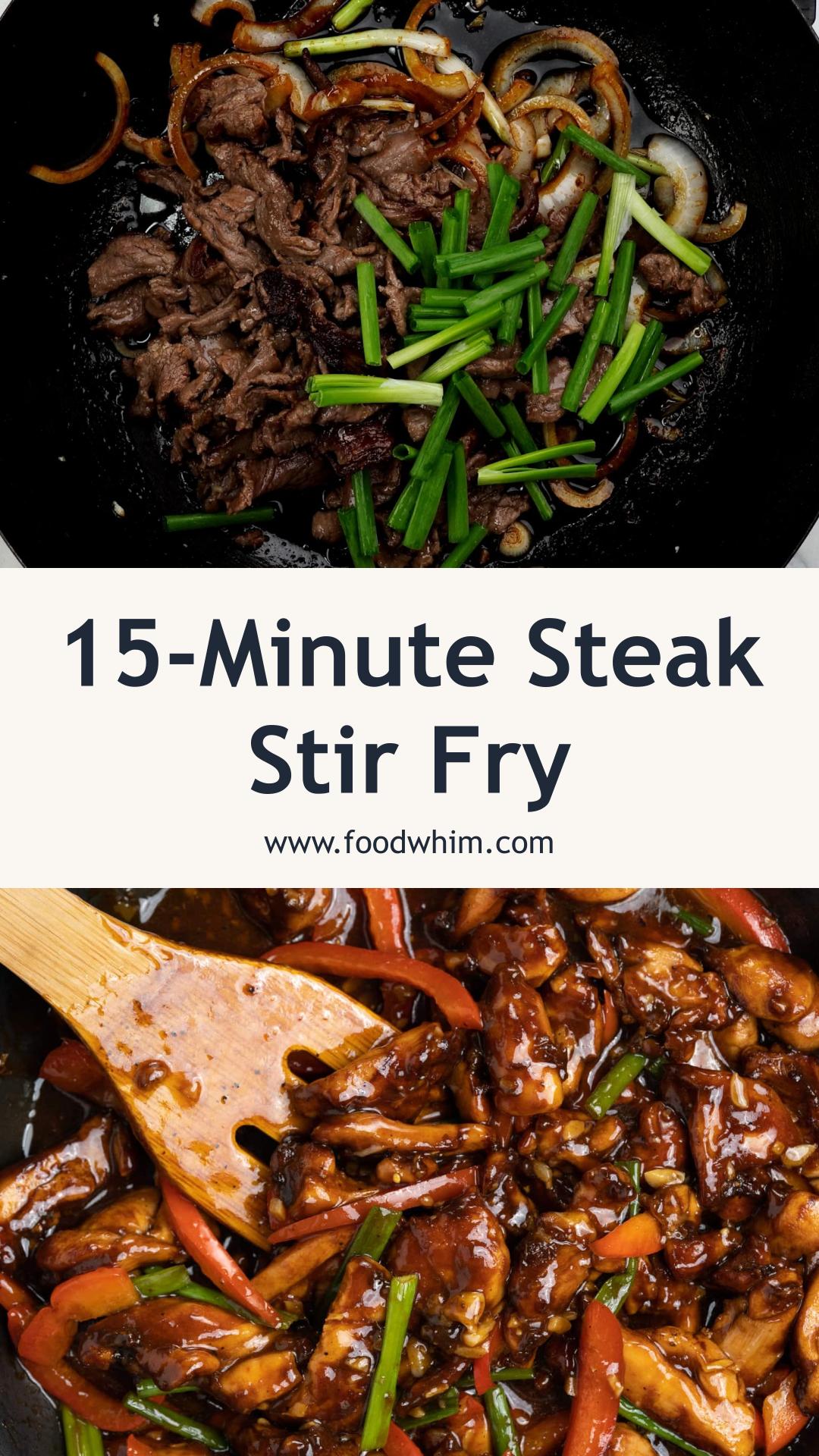 15-Minute Steak Stir Fry with Tender Flank Steak and Sesame Sauce — pin 1