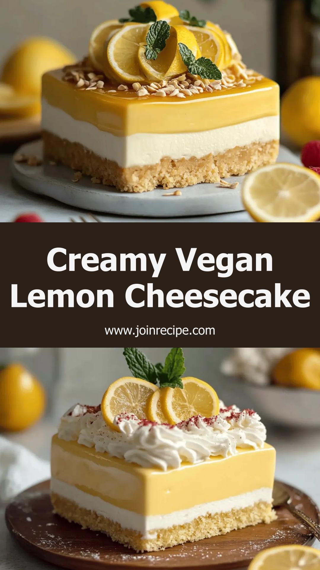 Vegan Lemon Cheesecake: Creamy Citrus Delight for Guilt-Free Indulgence — pin 2