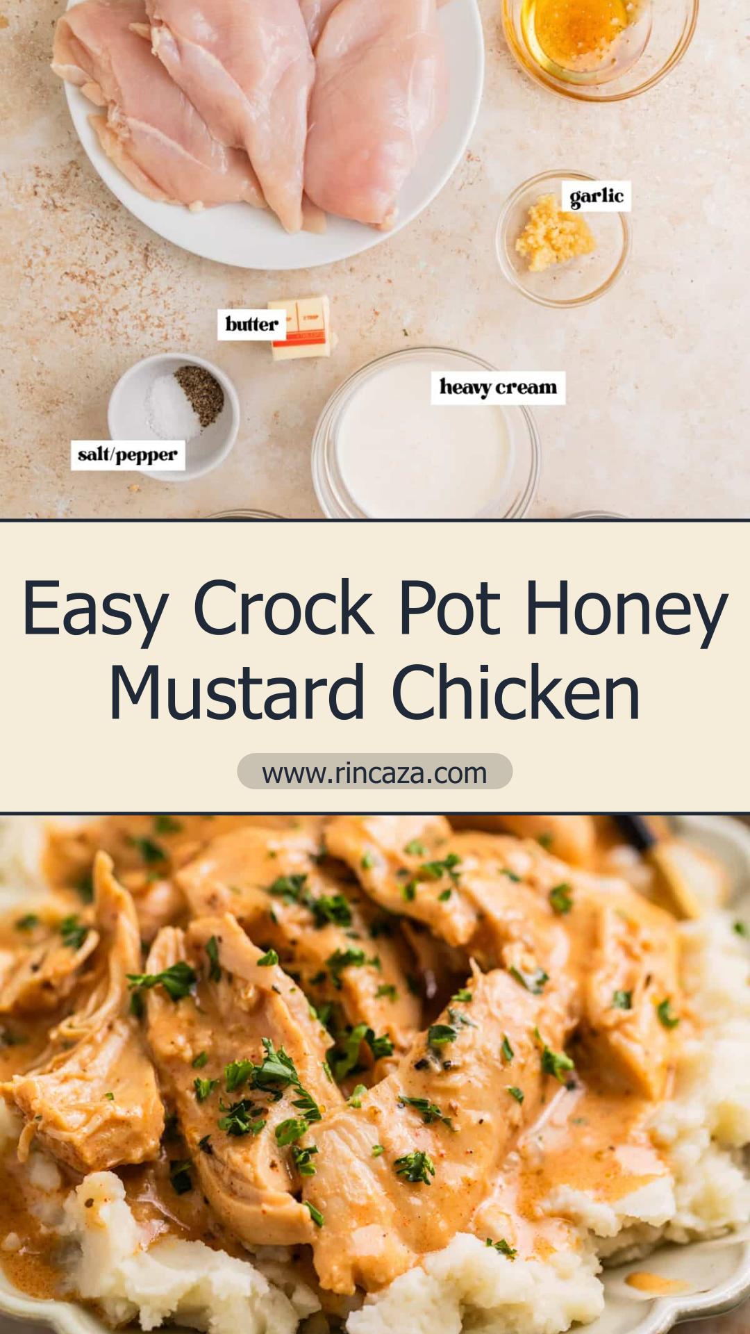 Crock Pot Honey Mustard Chicken with Creamy Dijon Sauce — pin 1