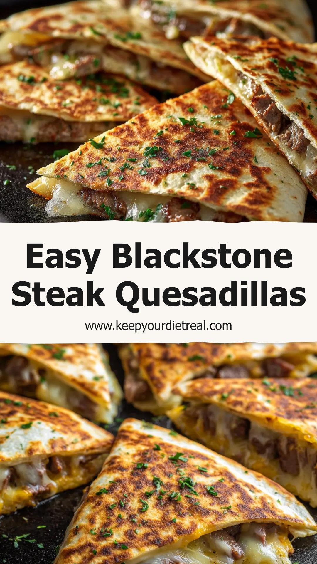 Blackstone Steak Quesadillas with Peppers and Cheese — pin 1