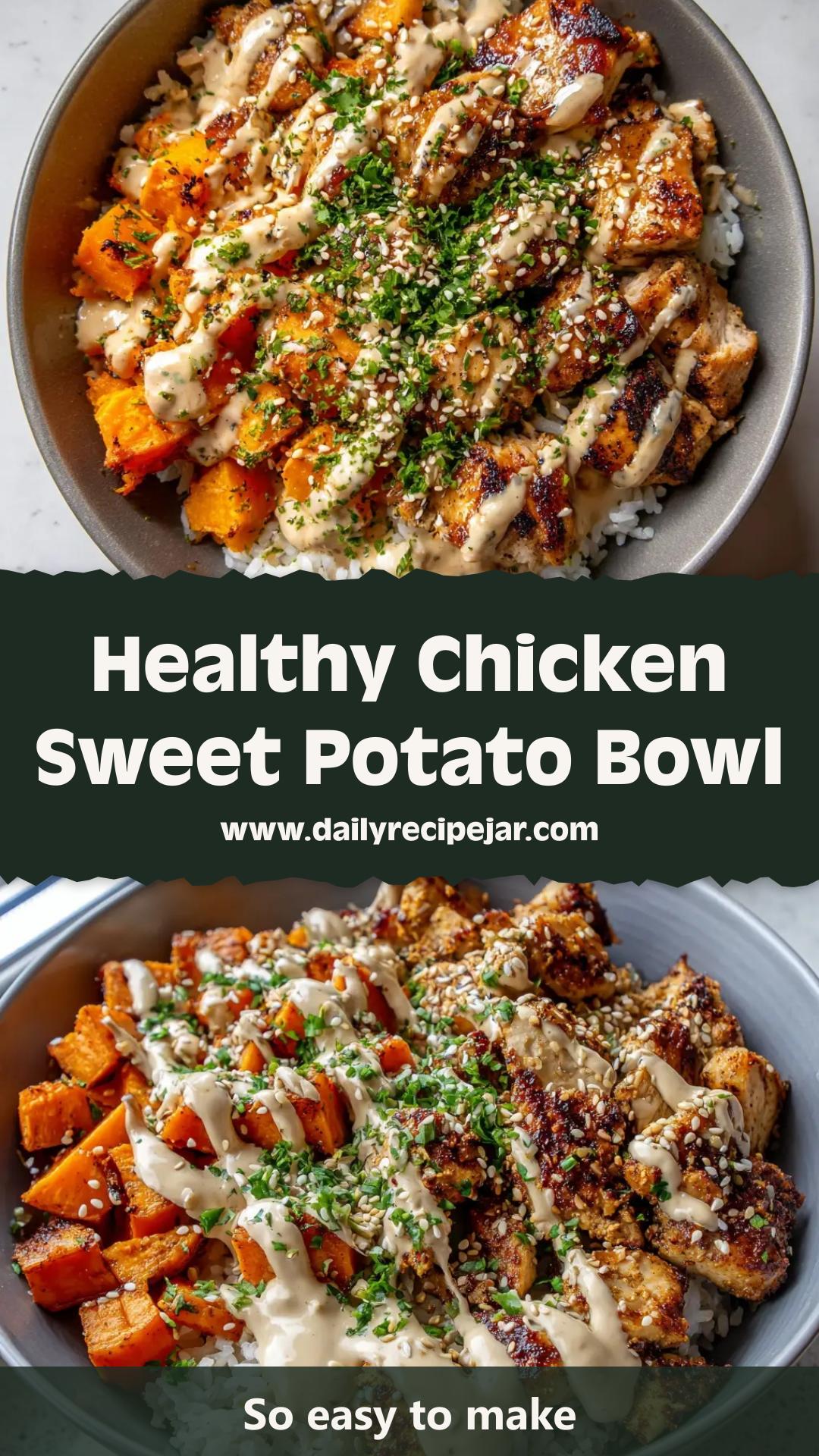 Chicken Sweet Potato Bowl with Tahini Sauce — pin 1