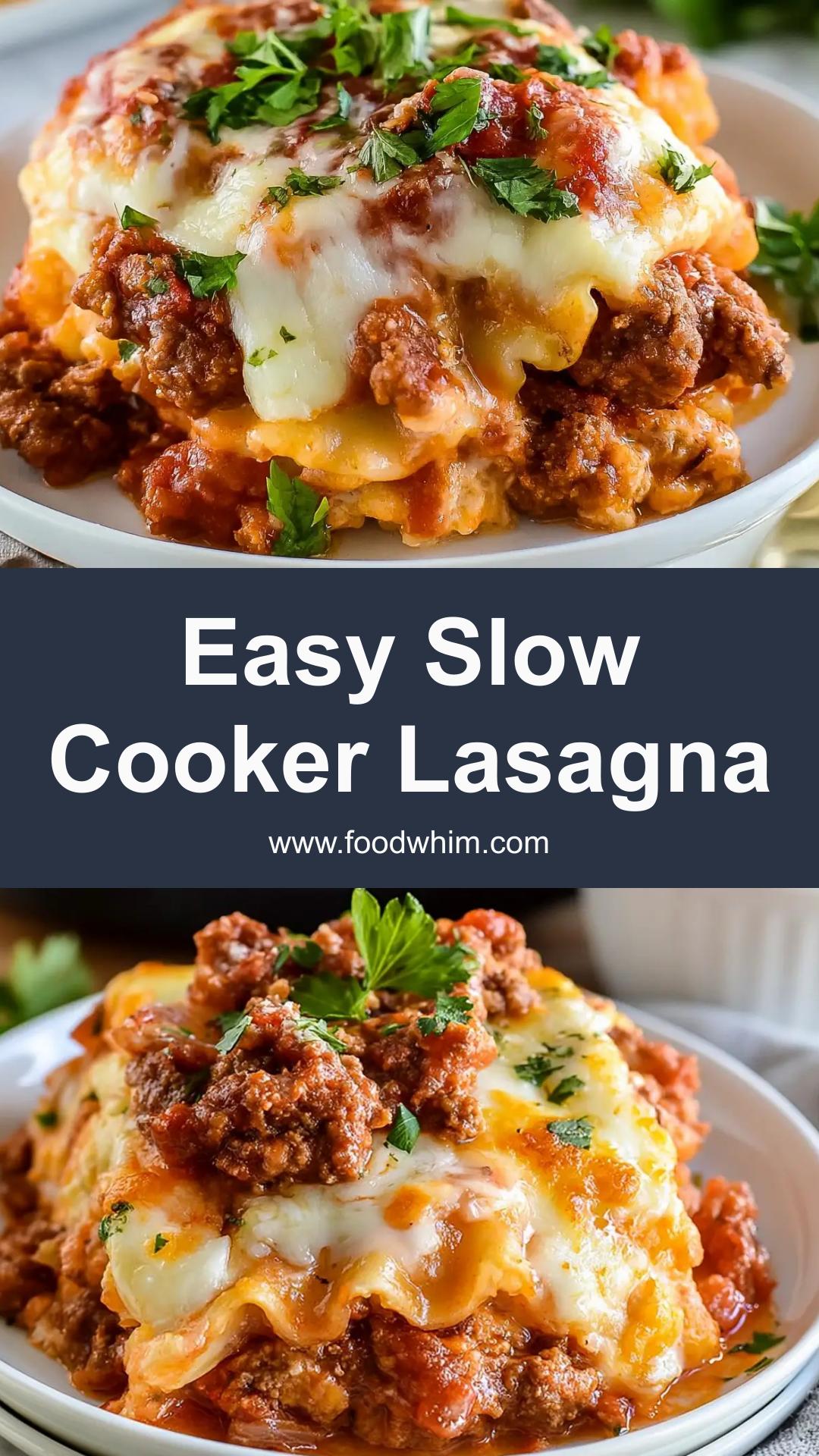 Slow Cooker Lasagna with Lean Ground Beef and Creamy Ricotta Layers — pin 1
