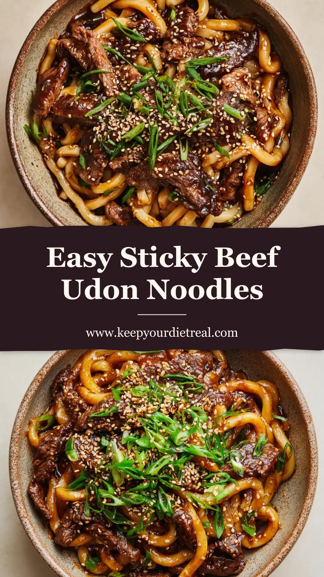 Sticky Beef Noodles with Udon and Glossy Soy Sauce — pin 2