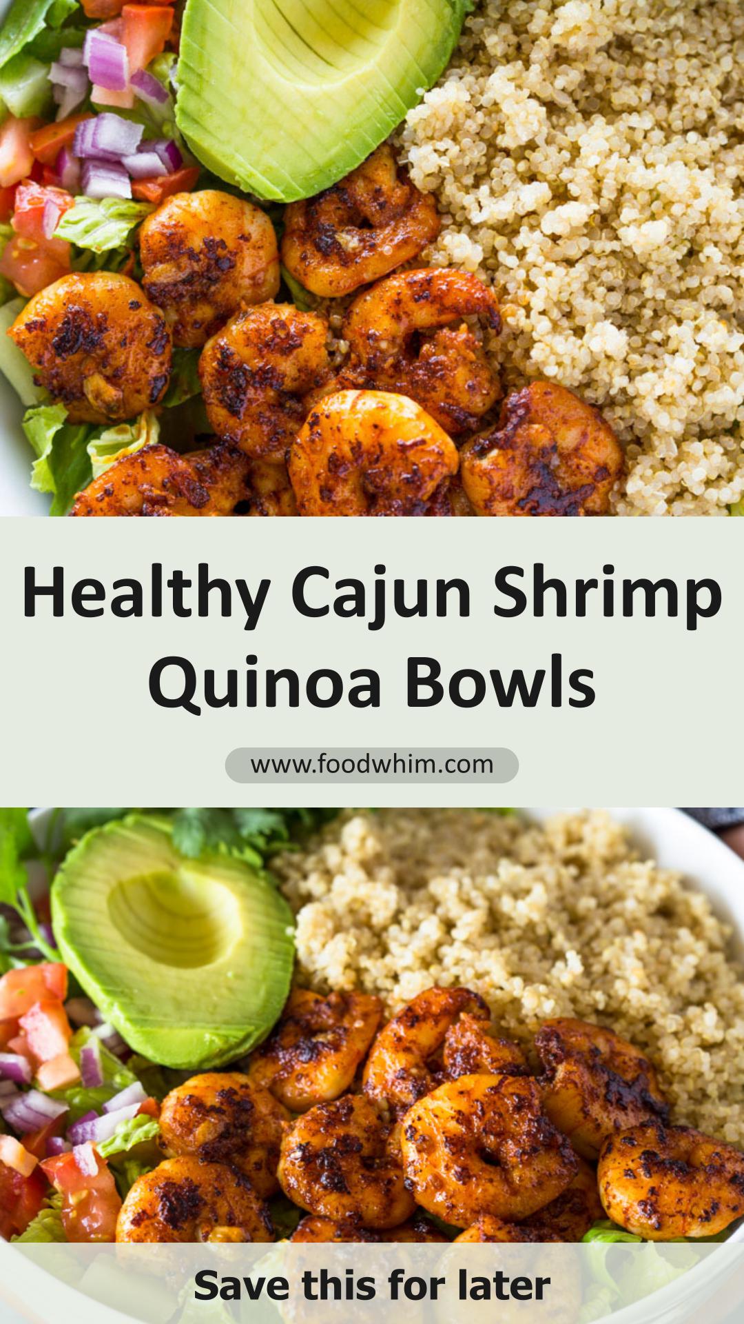 Blackened Cajun Shrimp Avocado Quinoa Bowls with Crisp Romaine — pin 1