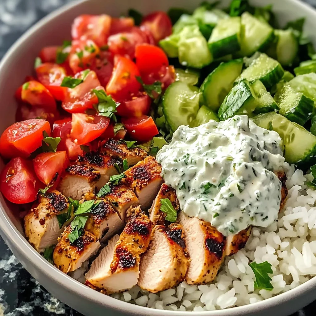 Mediterranean Chicken Bowls with Rice and Creamy Tzatziki
