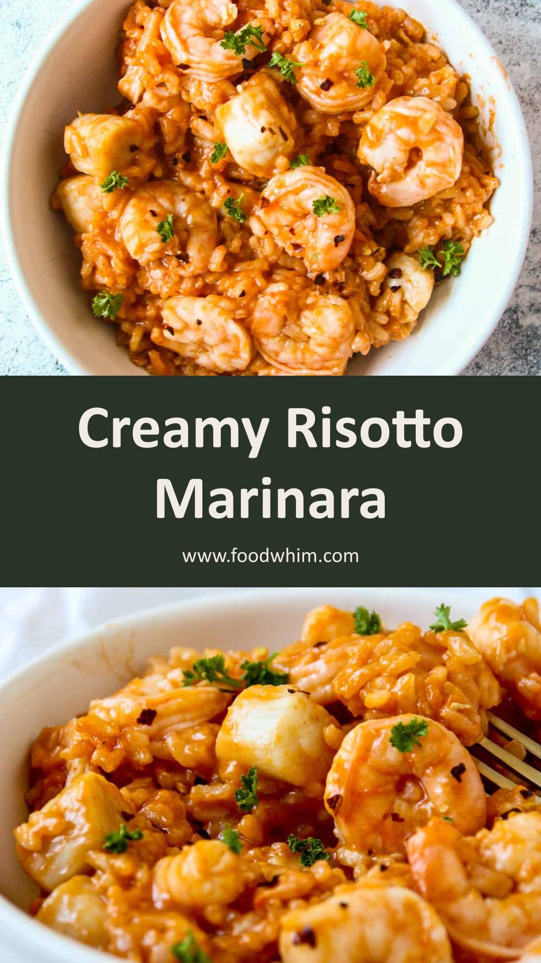 Risotto Marinara with Creamy Tomato Rice, Shrimp, and Scallops — pin 1