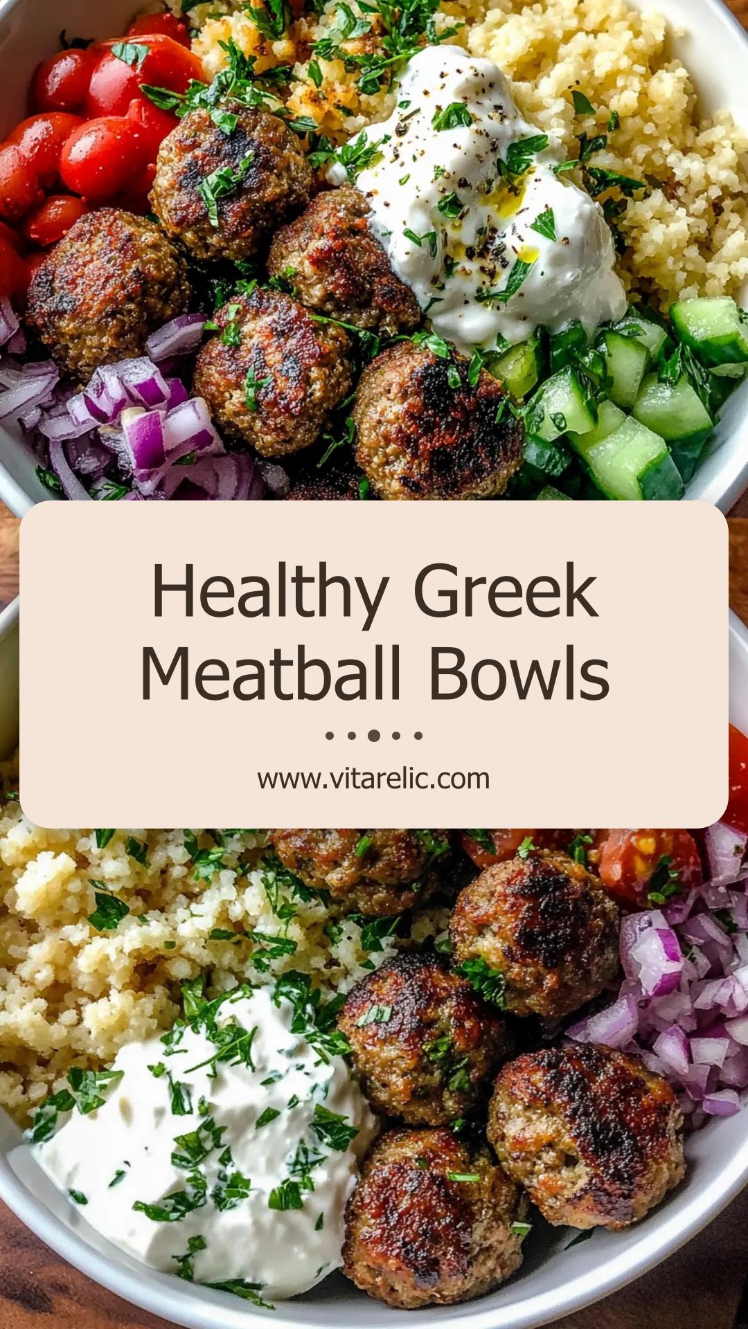Greek Meatball Bowls with Quinoa and Tzatziki — pin 4