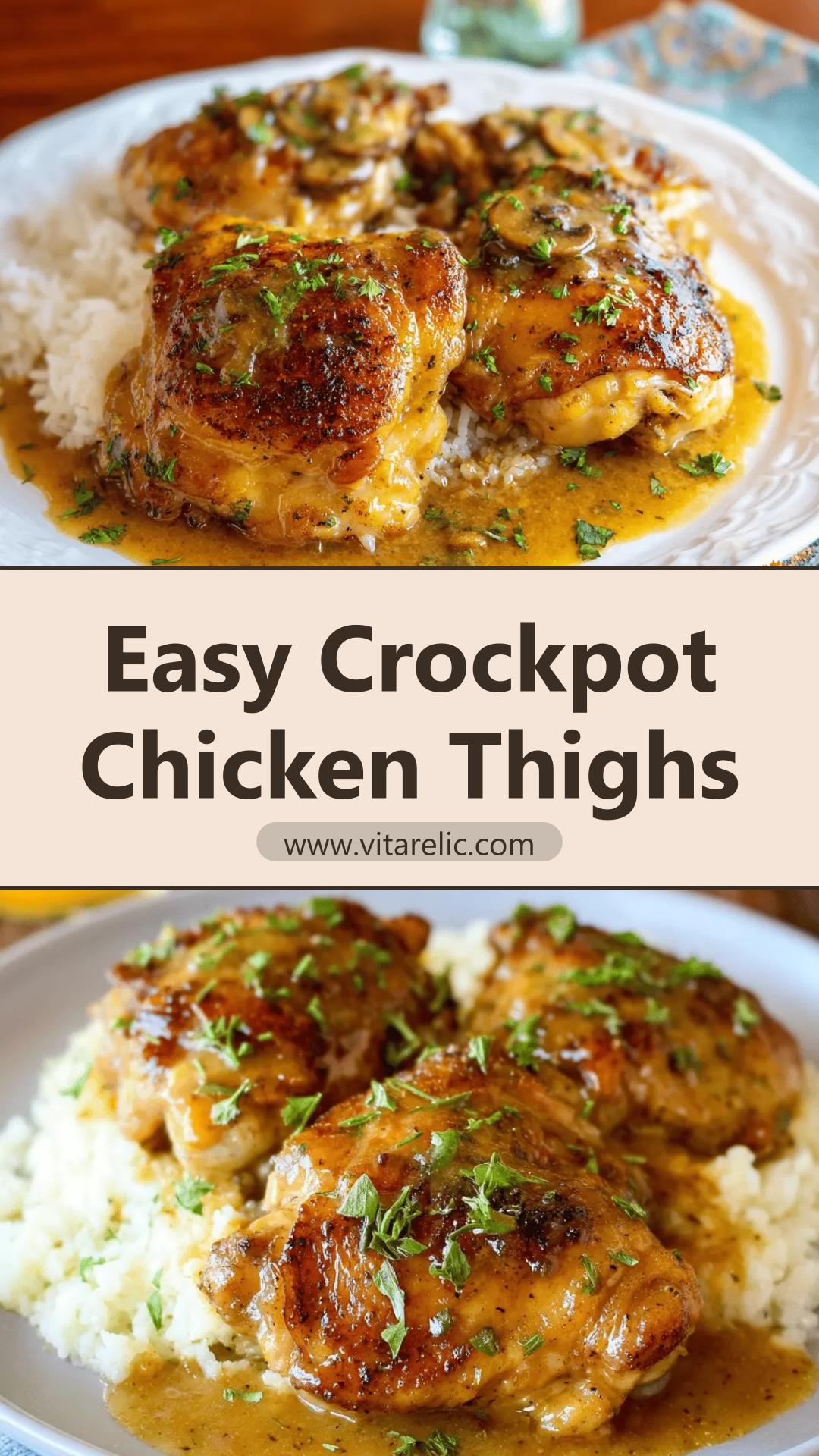 Crockpot Chicken Thighs with Creamy Gravy — pin 2