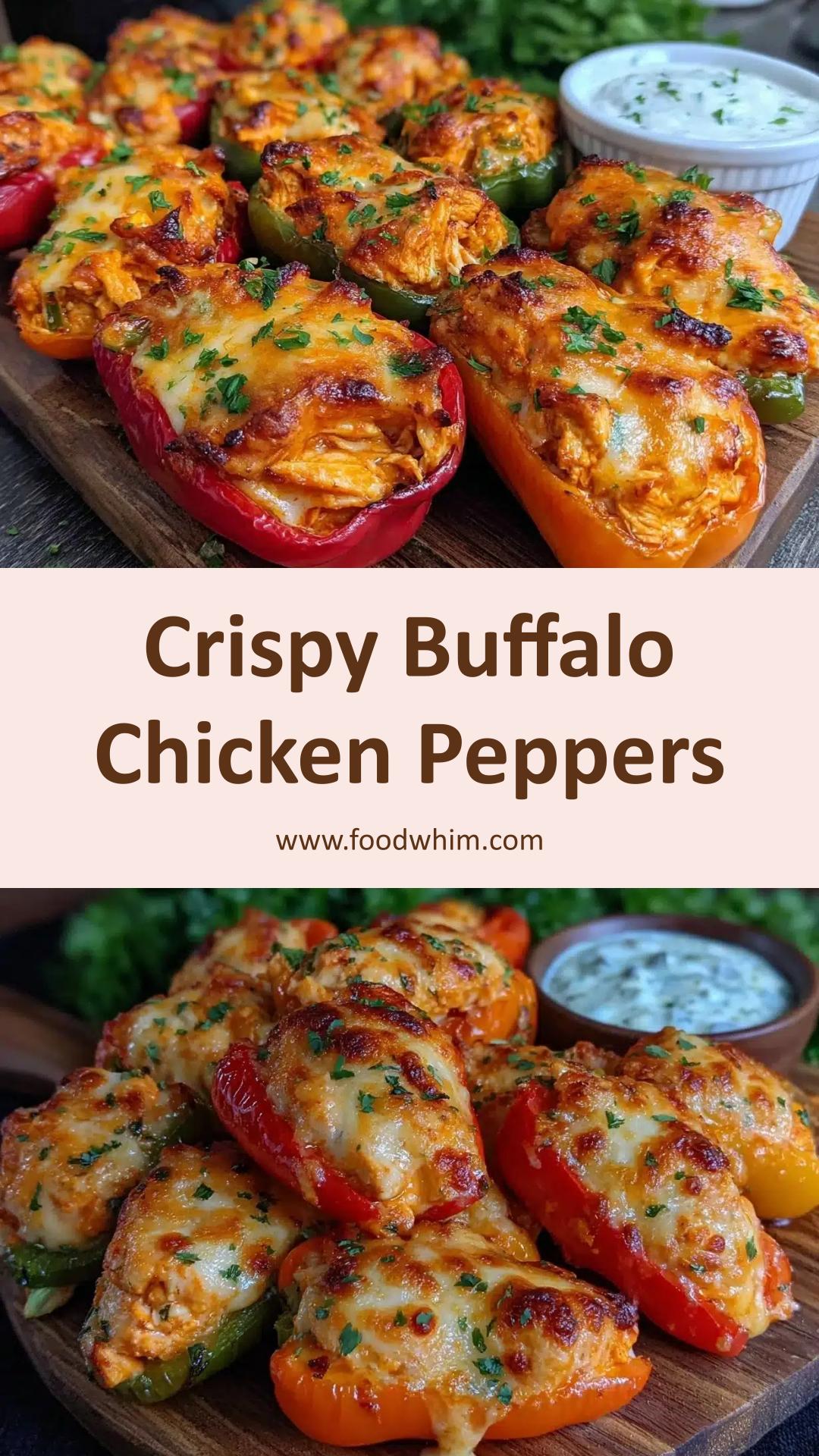 Crispy Buffalo Chicken Stuffed Mini Sweet Peppers: A Perfect Spicy Snack — pin 1