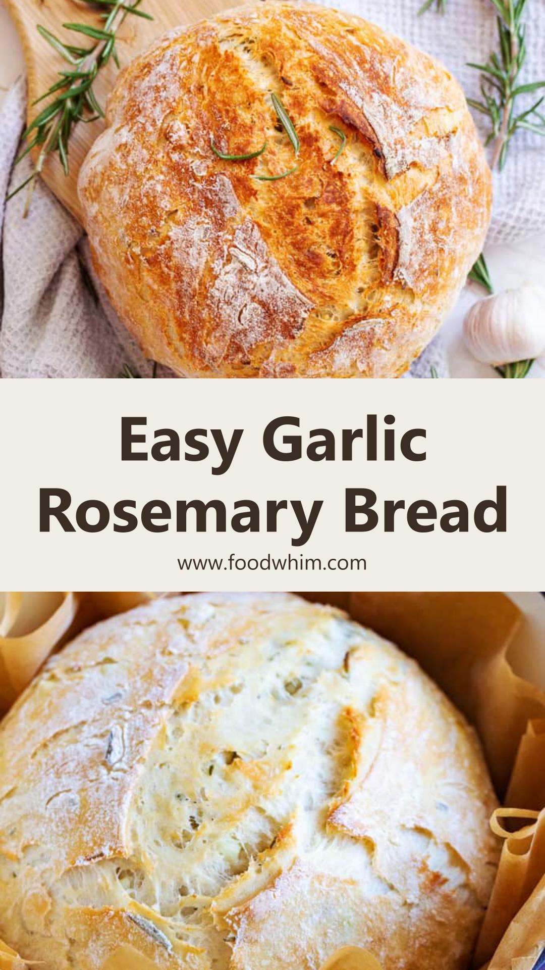 Dutch Oven Garlic Rosemary Bread with a Crusty Golden Crust — pin 4