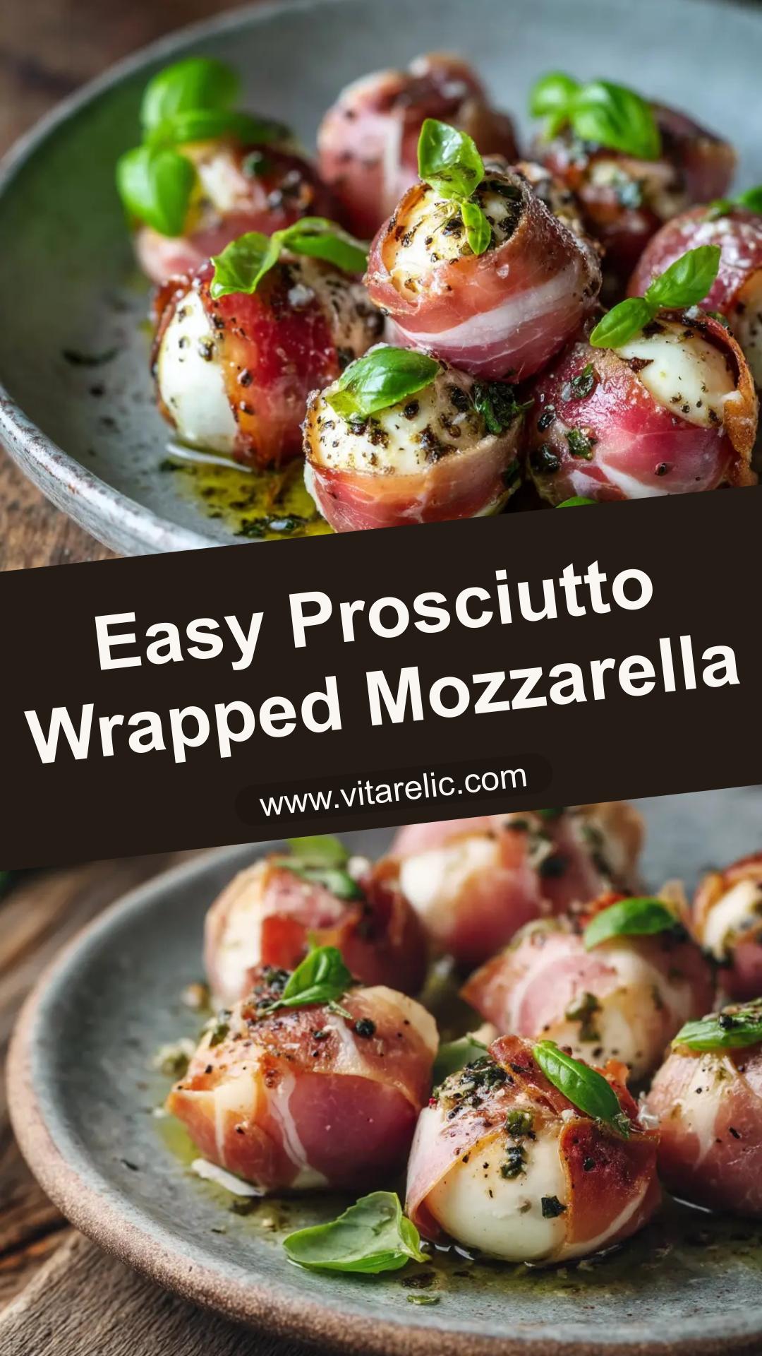 Prosciutto Wrapped Mozzarella with Balsamic Glaze — pin 1