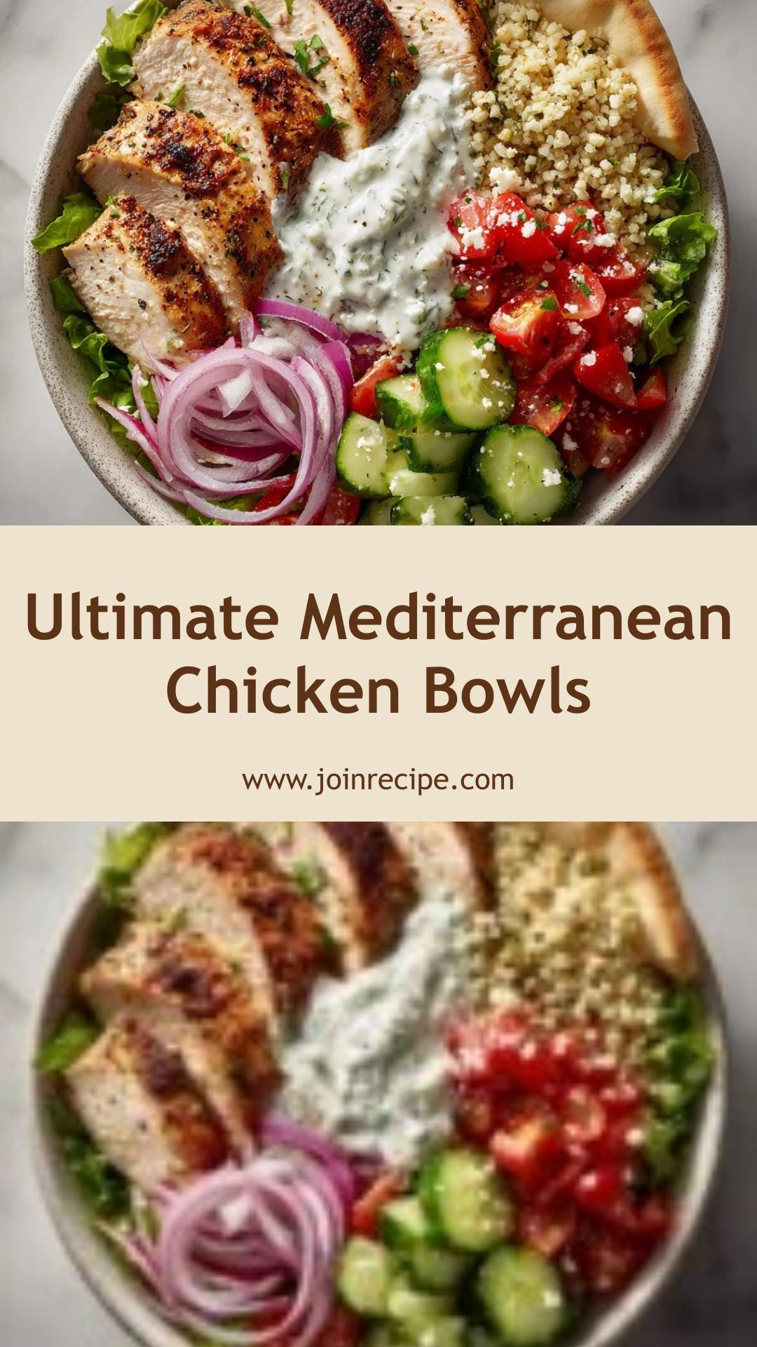 Mediterranean Chicken Bowls: Flavorful Fusion with Fresh Veggies and Feta — pin 1