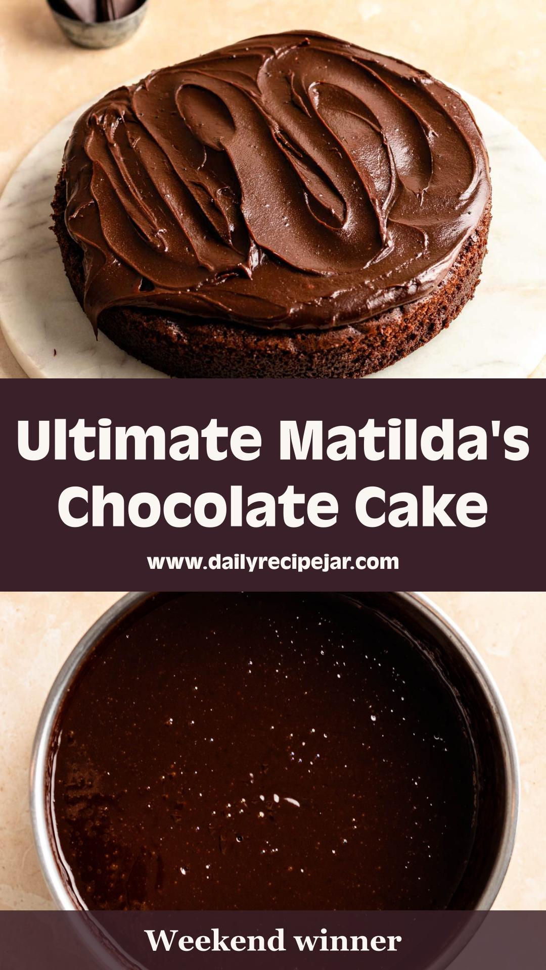 Matilda's Chocolate Cake with Glossy Dark Chocolate Fudge Frosting — pin 1