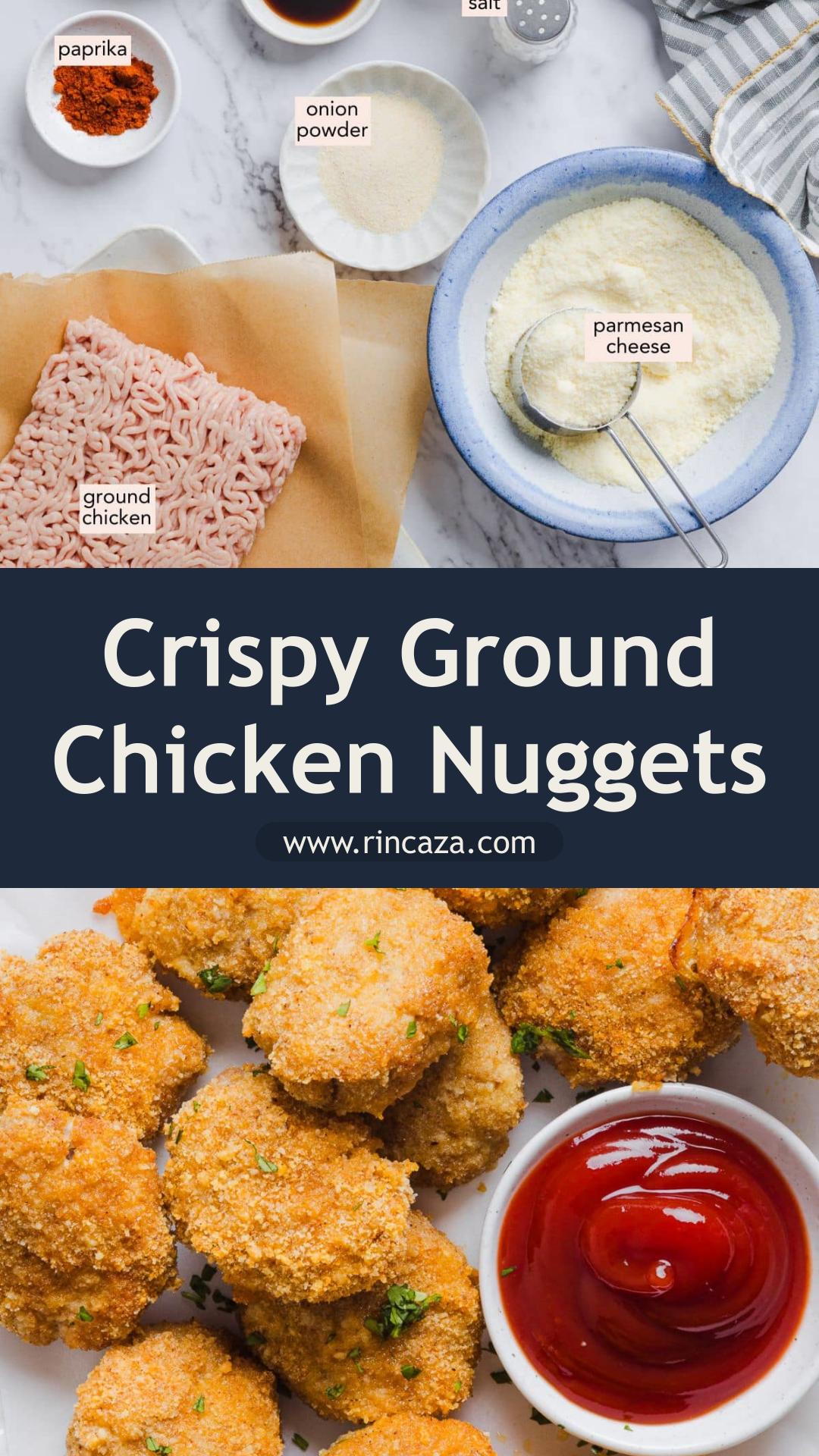 Homemade Ground Chicken Nuggets With Crispy Parmesan Breading — pin 2