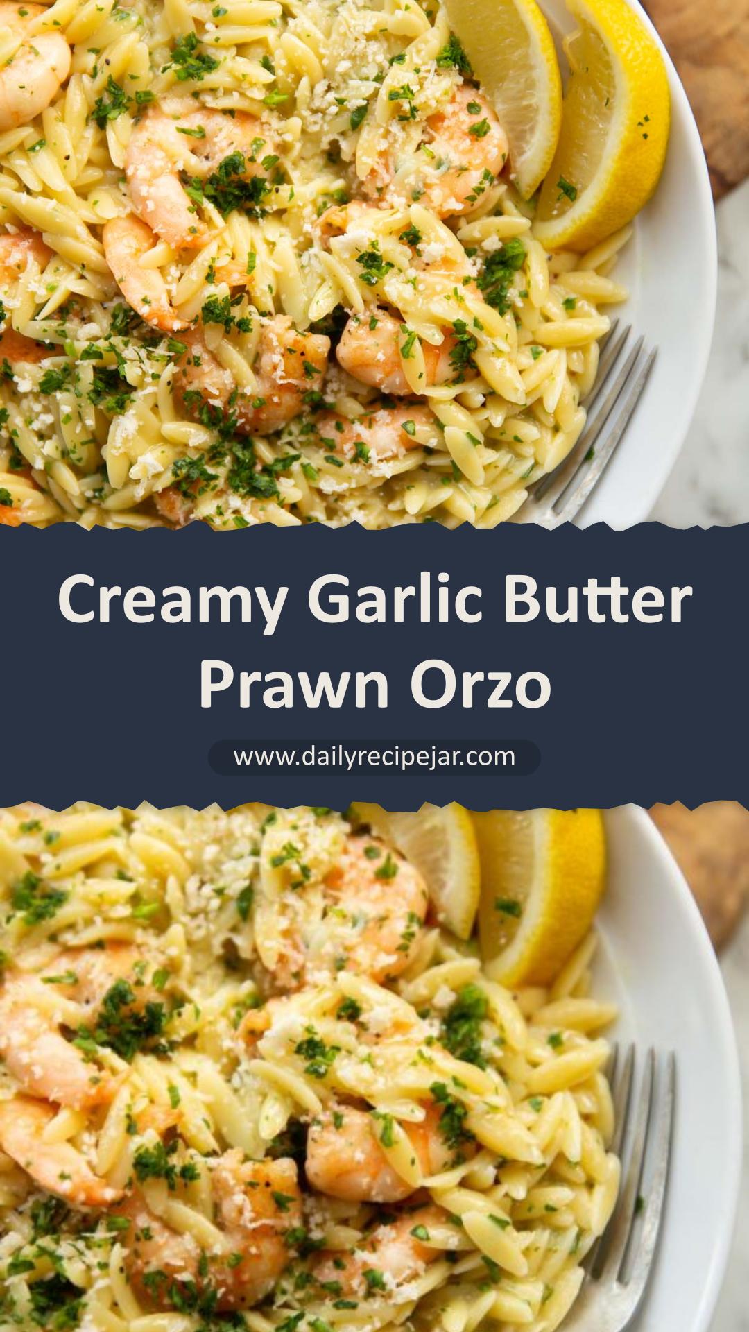 Garlic Butter Prawn Orzo with Parmesan and Lemon — pin 2