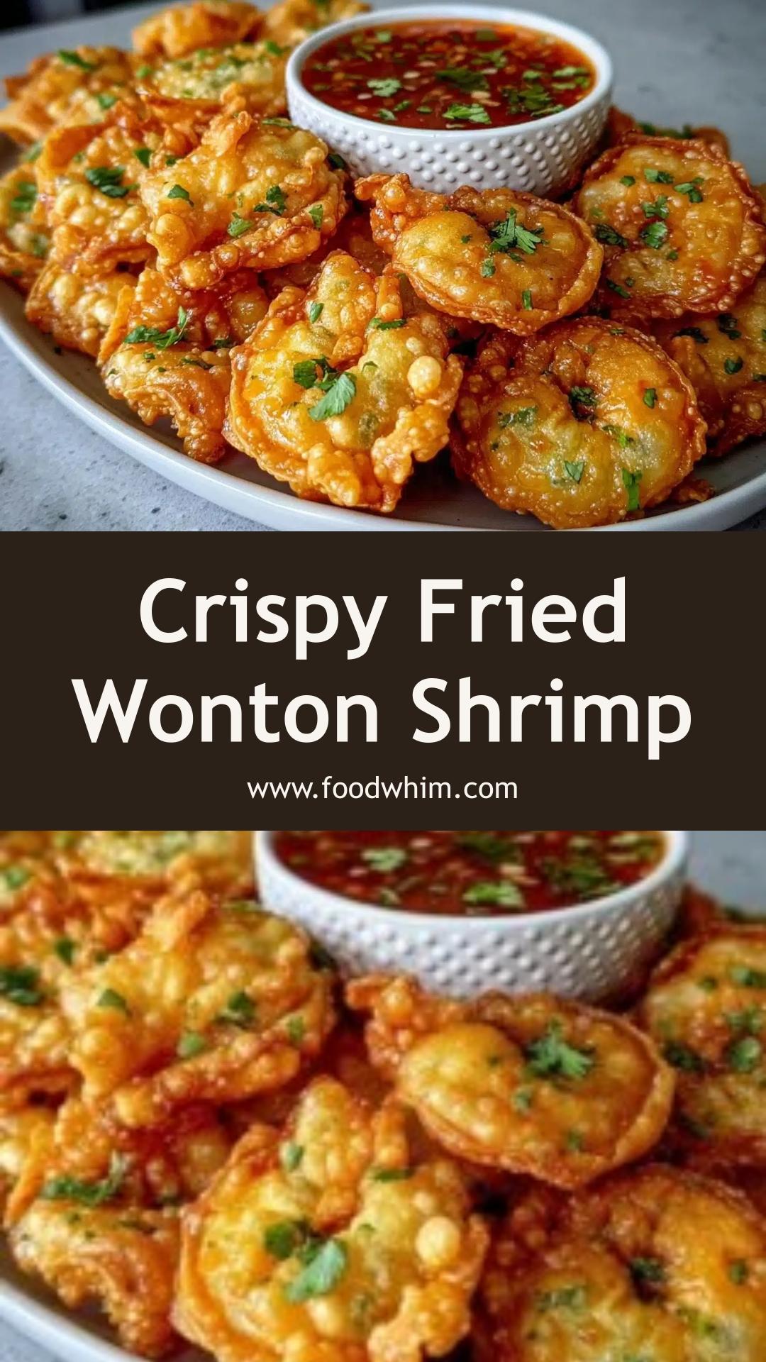 Crispy Fried Wonton Shrimp: Easy Make-Ahead Appetizer — pin 1