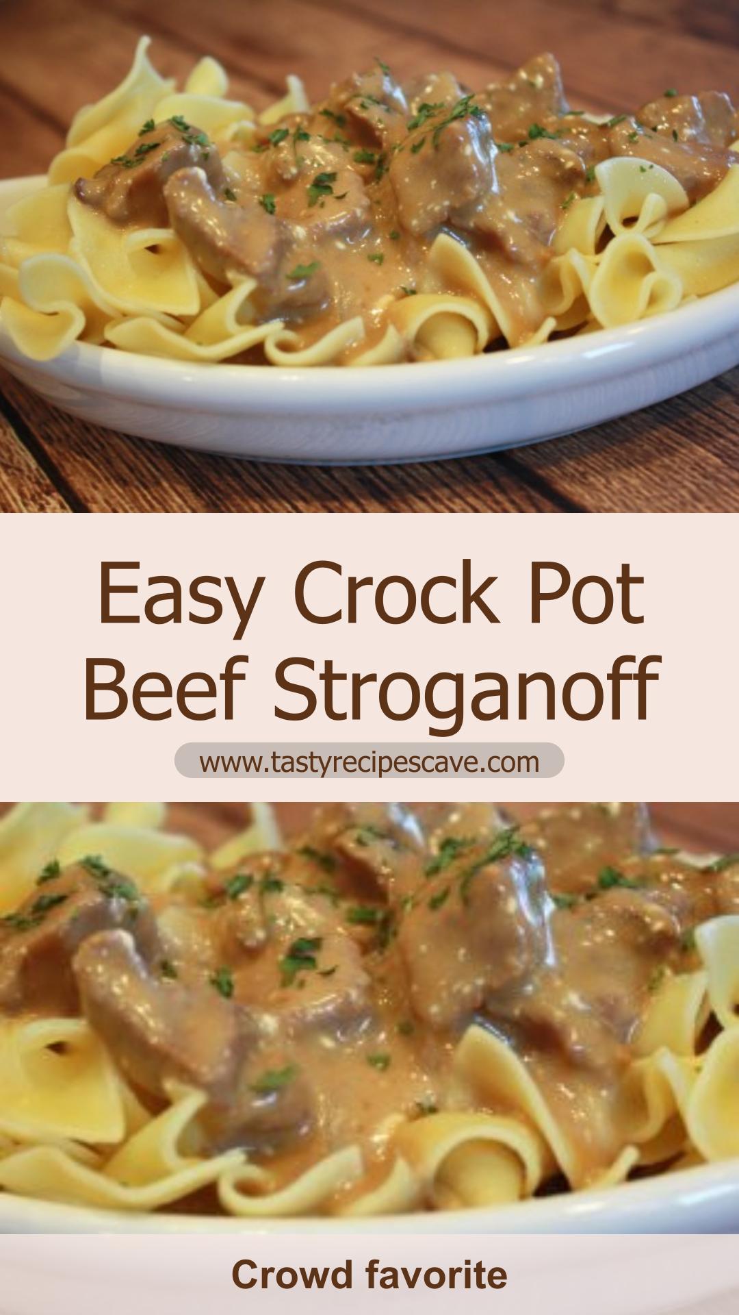 Crock Pot Beef Stroganoff With Creamy Mushroom Sauce — pin 1