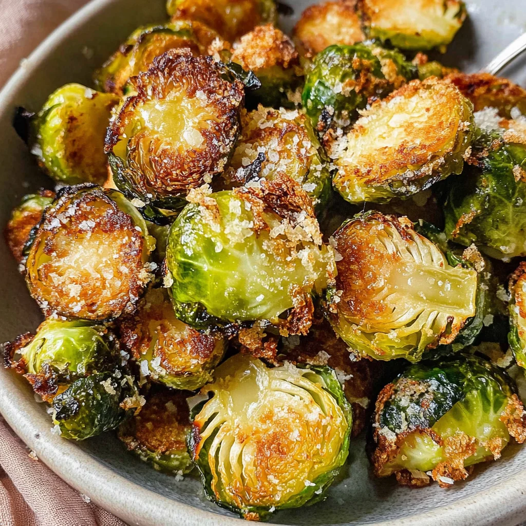 Crispy Garlic Parmesan Brussels Sprouts with Smoked Paprika