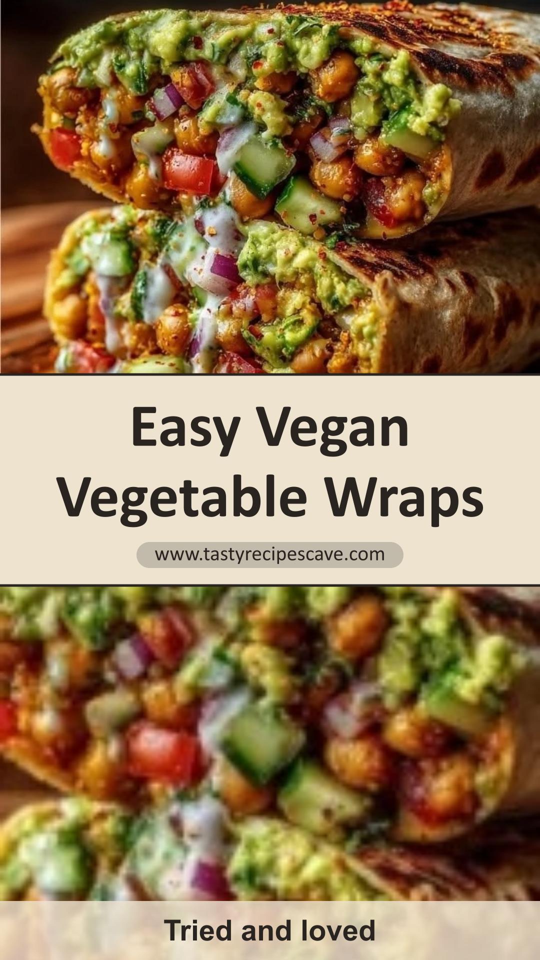 Vegan Vegetable Wraps with Crisp Veggies and Creamy Hummus — pin 1