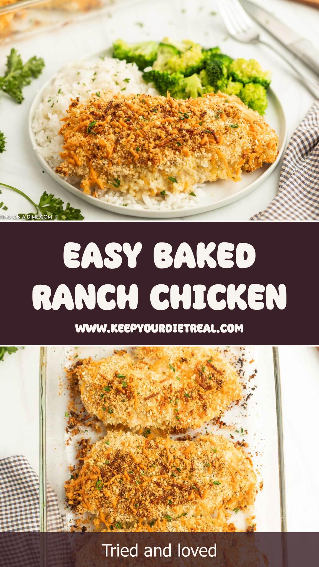 Baked Ranch Chicken with Crispy Panko and Sharp Cheddar — pin 1