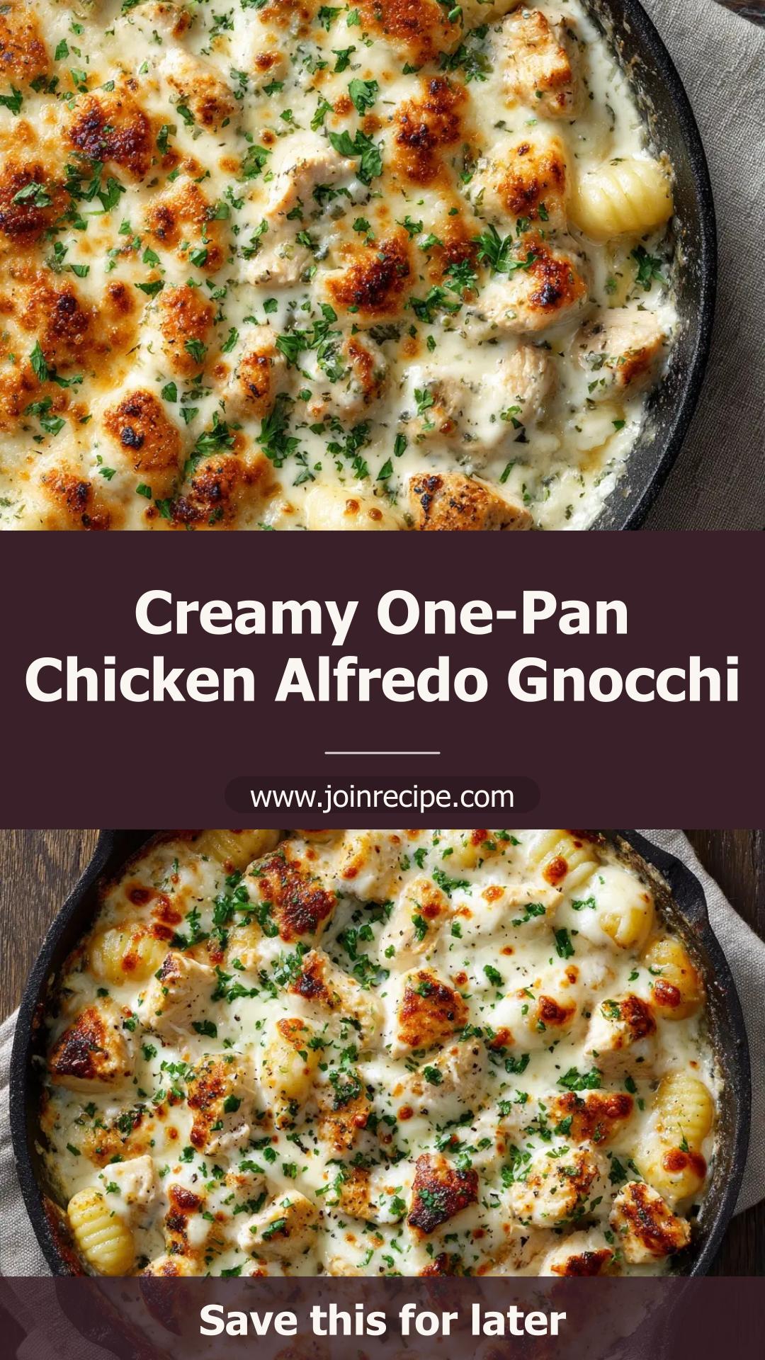 Chicken Alfredo Gnocchi Bake: One-Pan Dinner — pin 1