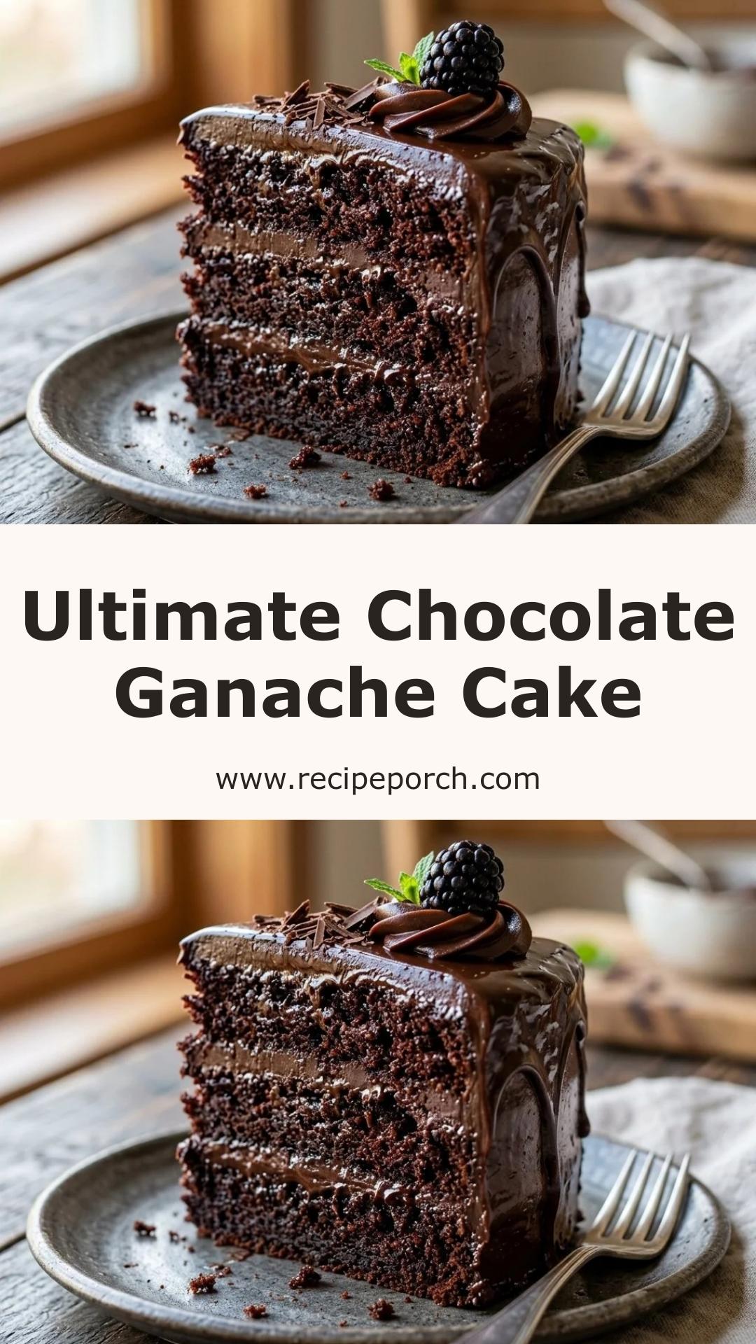 Chocolate Ganache Cake with Moist Cocoa Layers and Glossy Dark Chocolate — pin 1