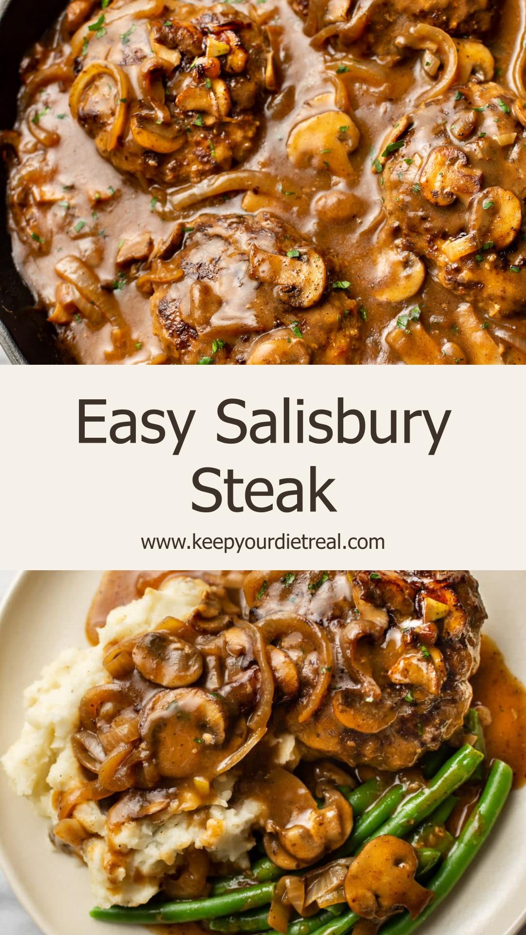 Easy Salisbury Steak with Cremini Mushroom and Onion Gravy — pin 3