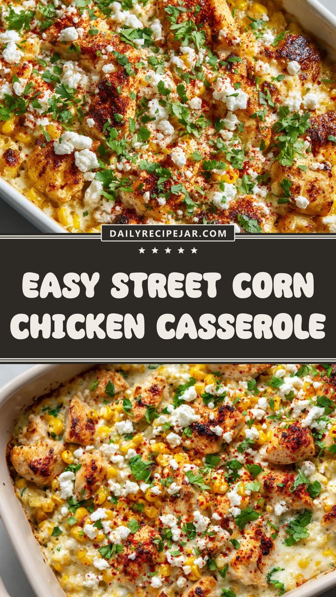 Street Corn Chicken Casserole with Cotija and Charred Corn — pin 1