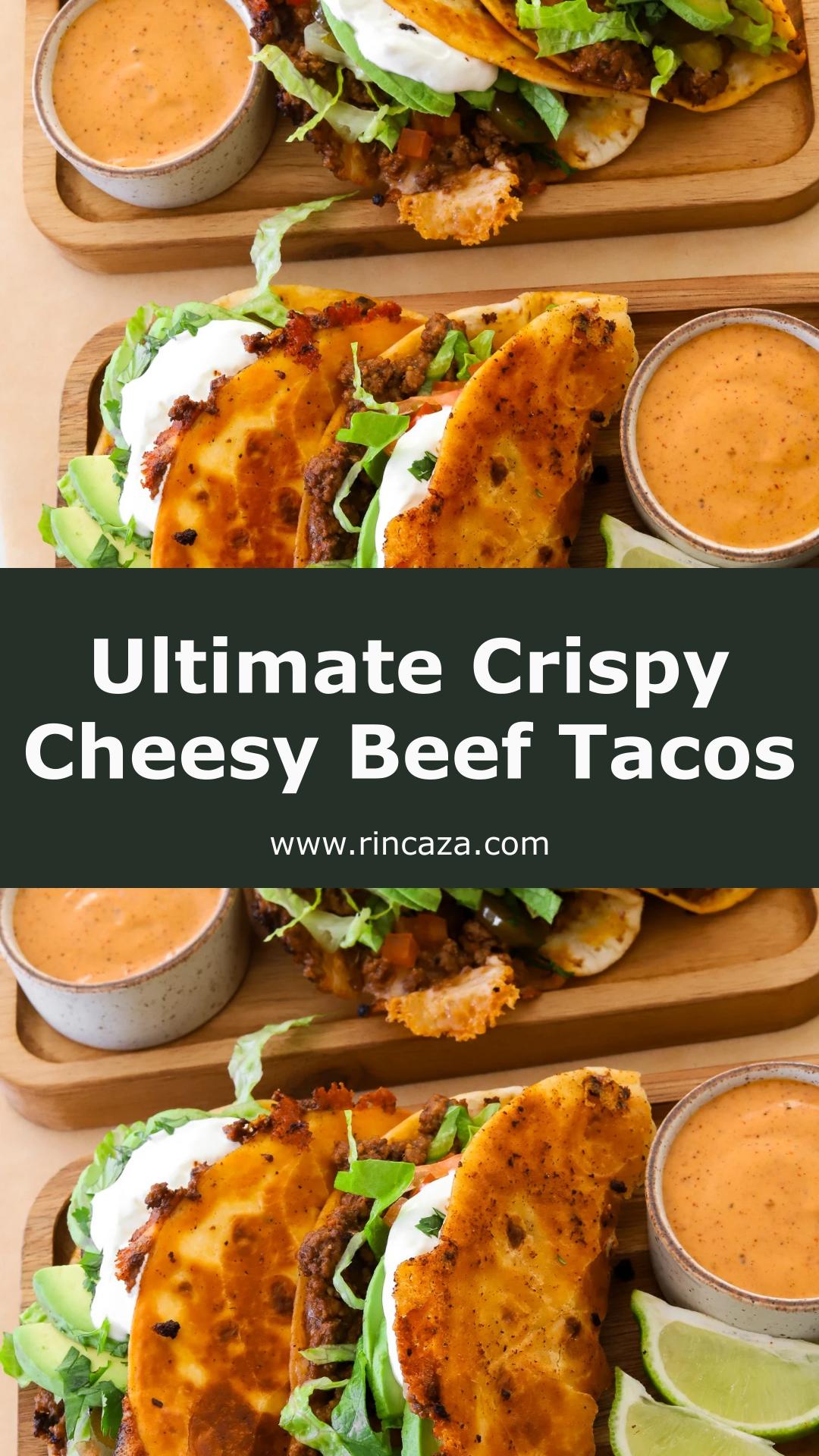 Crispy Cheesy Ground Beef Tacos with Monterey Jack Cheese — pin 1