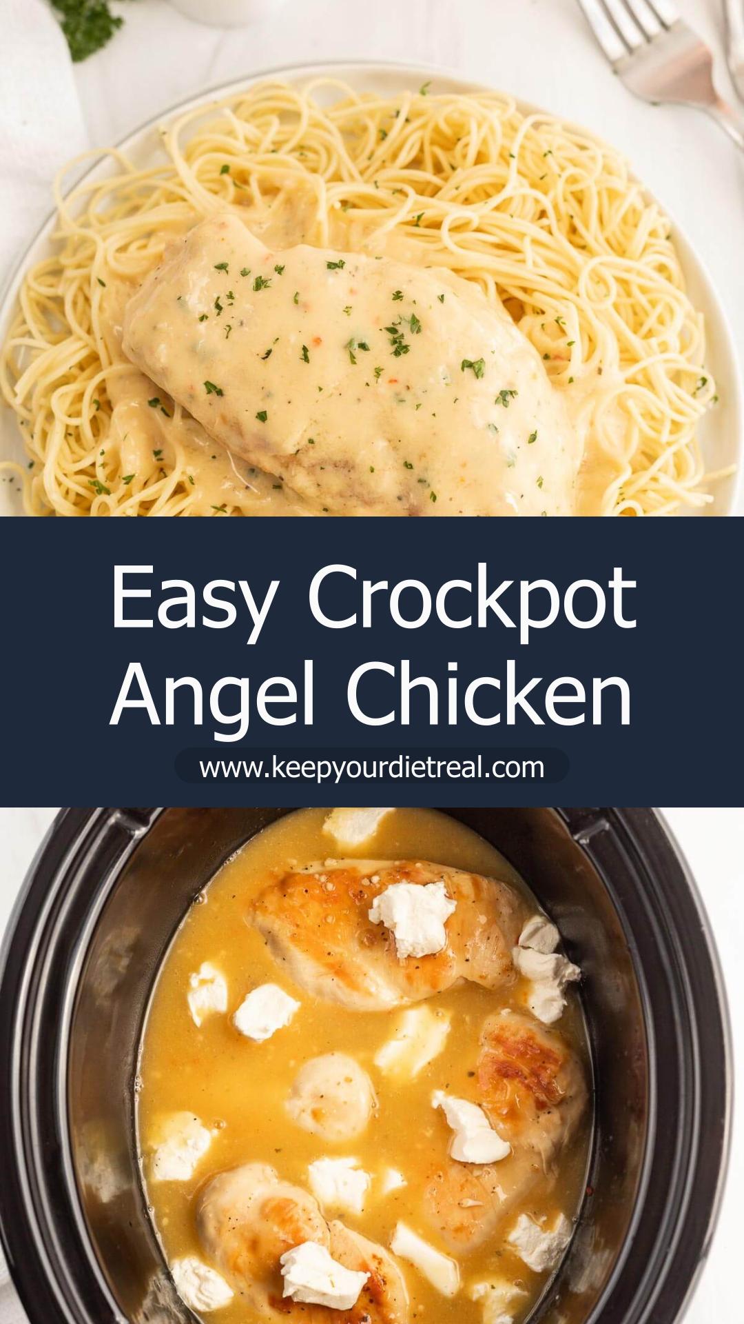 Crockpot Angel Chicken with Creamy Italian Garlic Sauce — pin 1